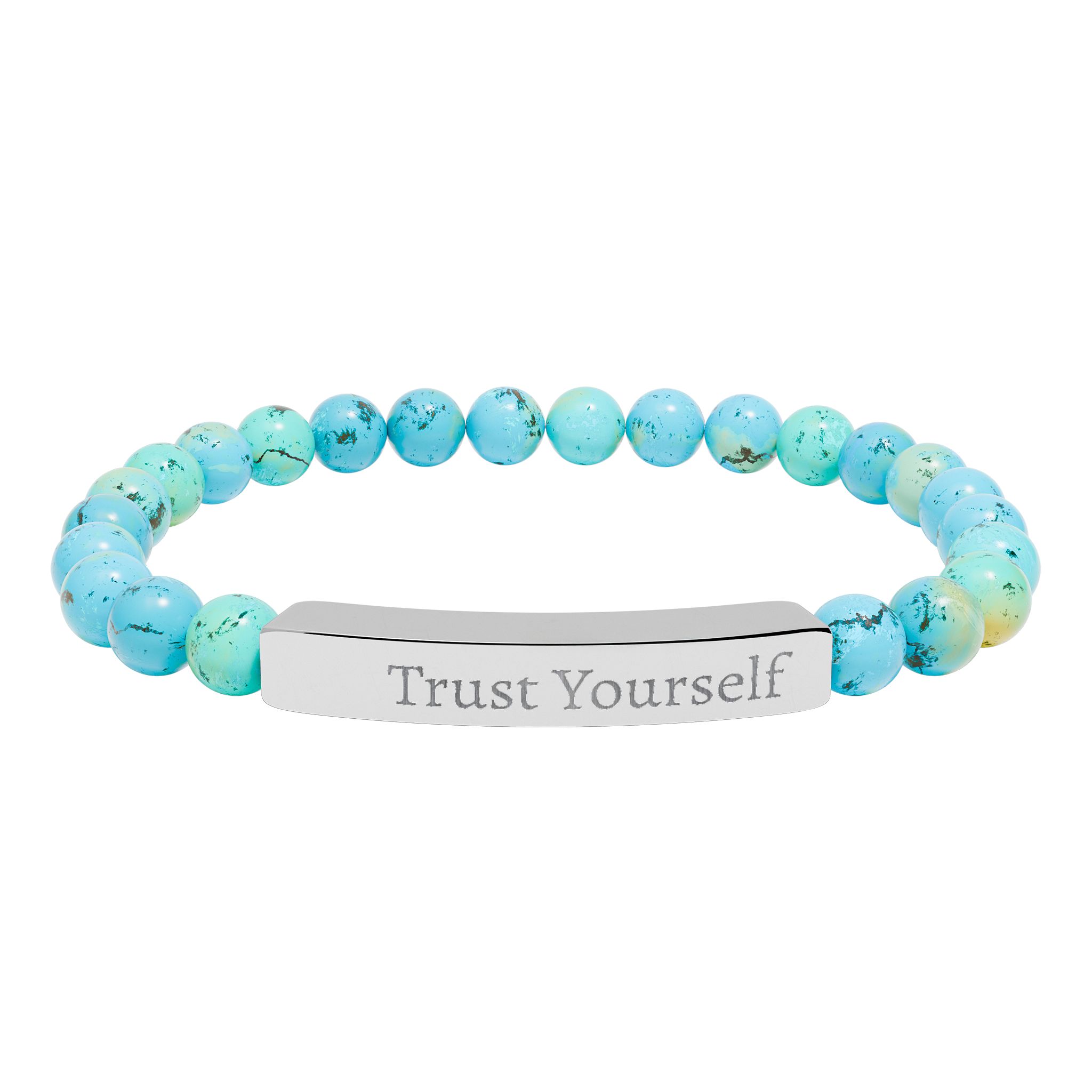 Engraved 'Trust Yourself' Natural Stone Stretch Bracelet - Image 7