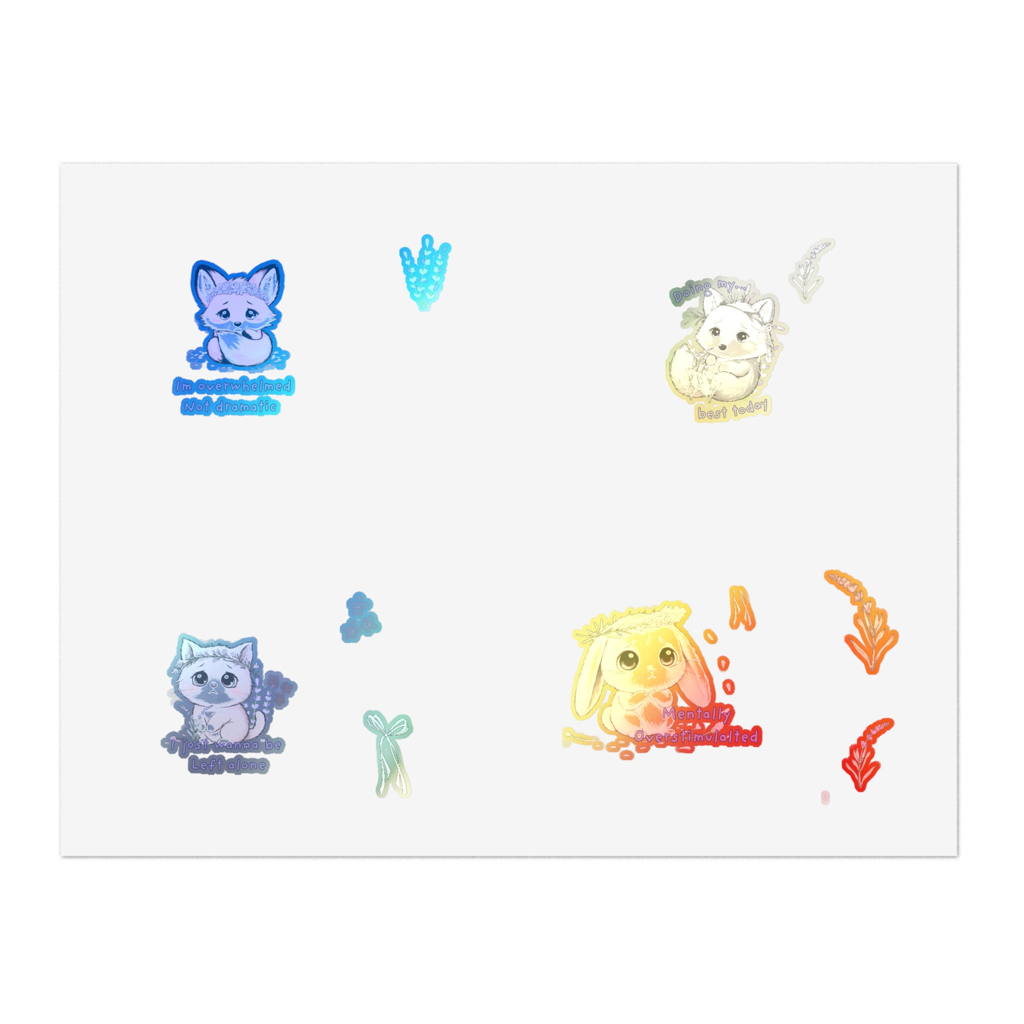 Fox and Hedgehog Lavender Sprig Sticker Sheet | Sensory Overload Mental Health Critters - Image 21