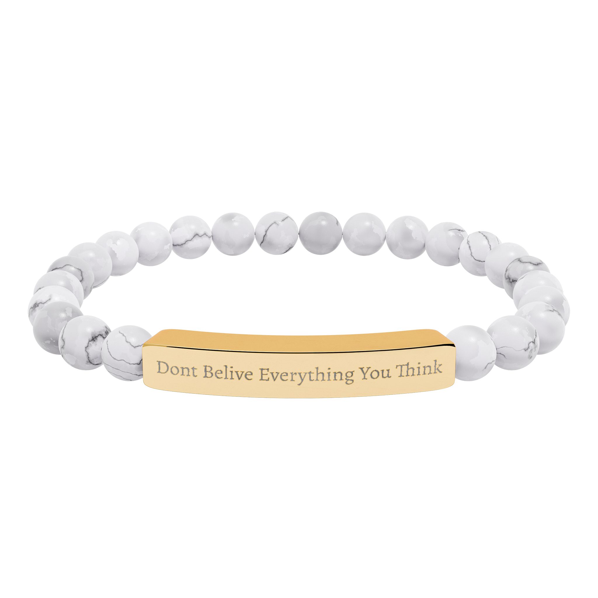 Dont Belive Everything You Think Engravable Natural Stone Stretch Bar Bracelet - Image 9