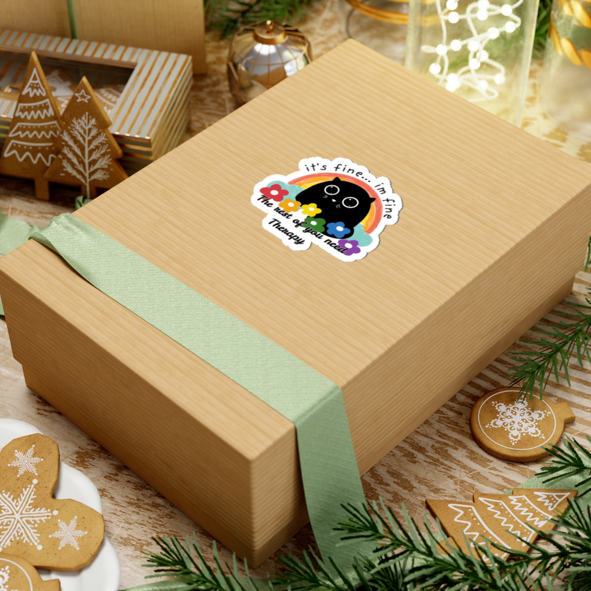 I'm Fine Sassy Passive Aggressive Black Cat Sticker - Image 12