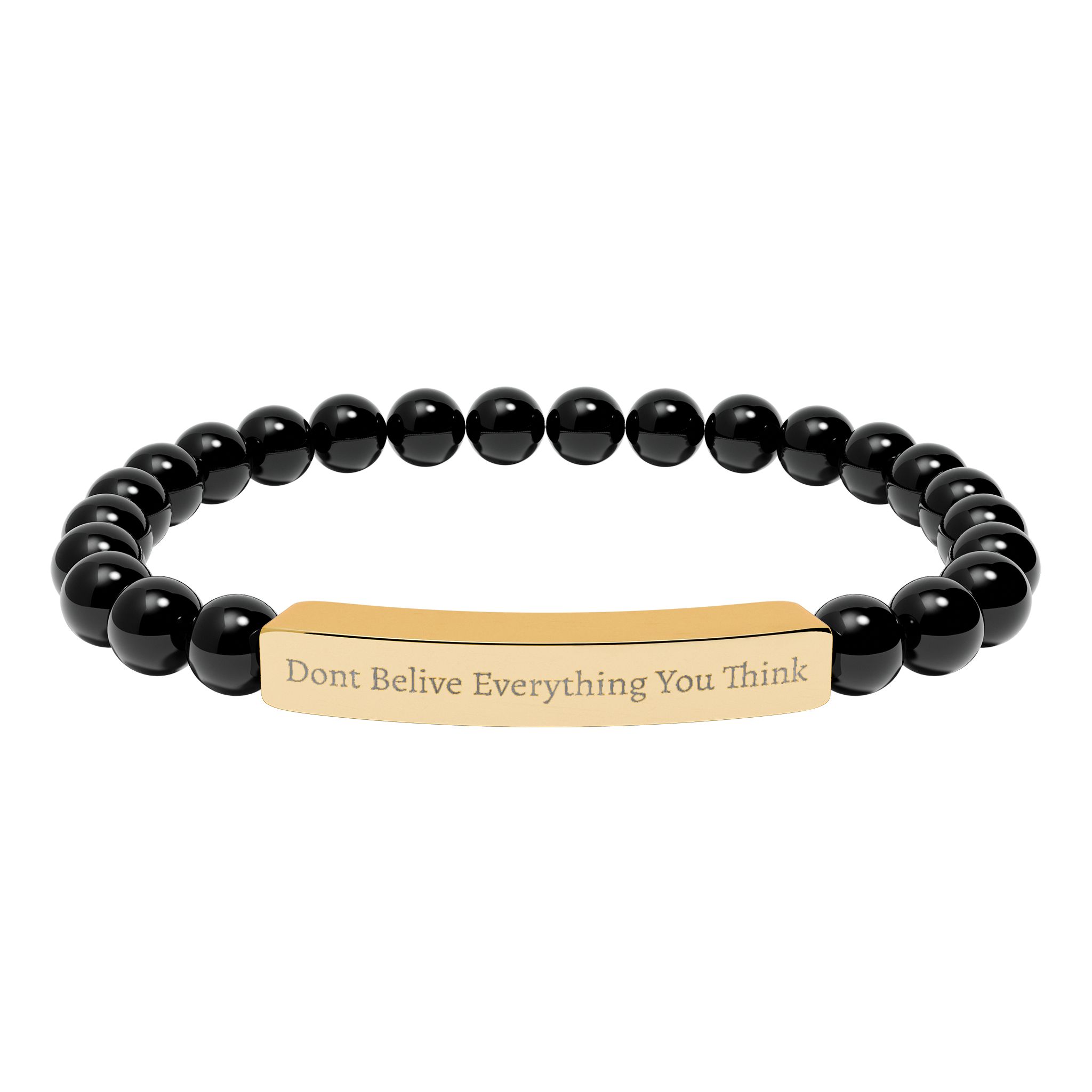 Dont Belive Everything You Think Engravable Natural Stone Stretch Bar Bracelet - Image 10