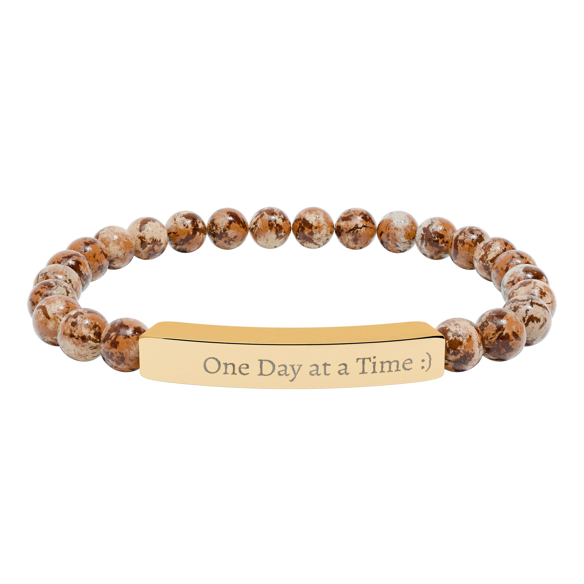One Day at a Time Engraved Natural Stone Stretch Bracelet - Image 11