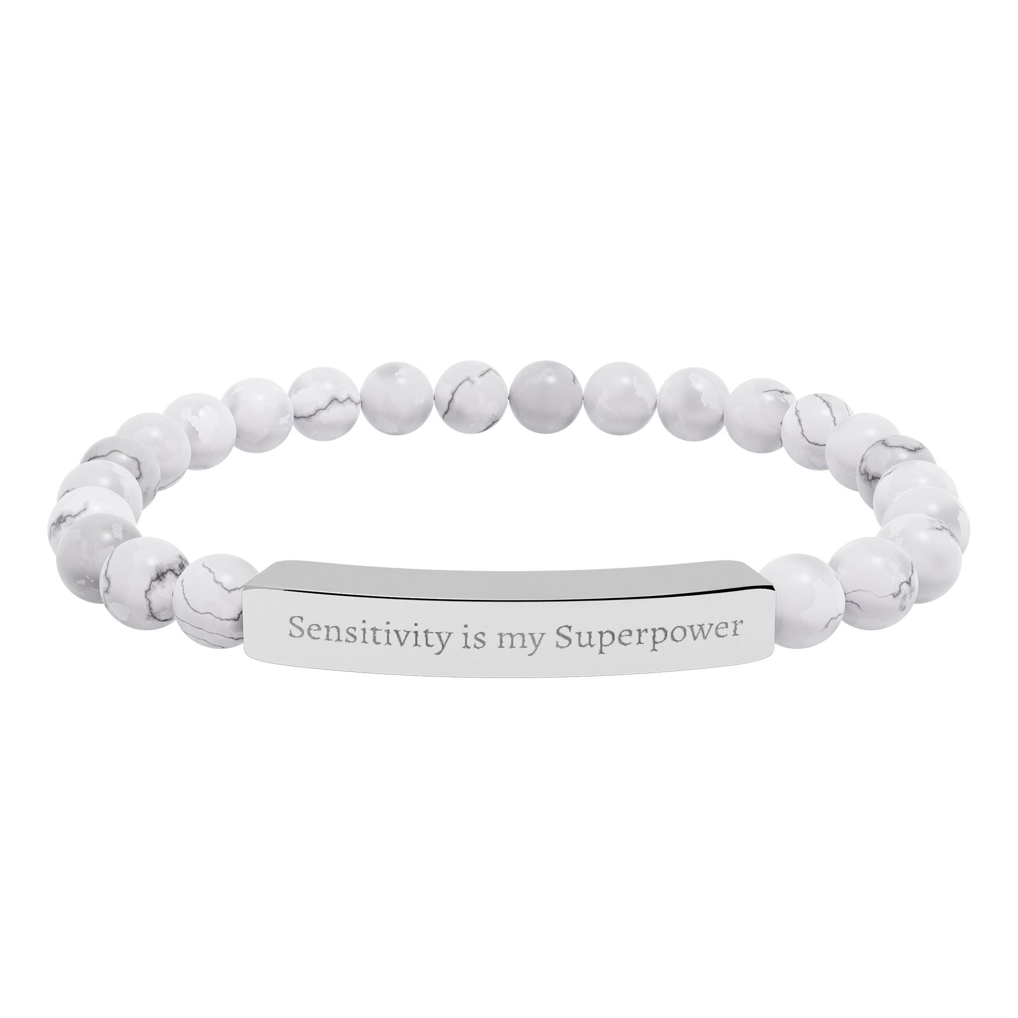 Sensitivity Is My Superpower Natural Stone Stretch Bar Bracelet | Engraved - Image 2