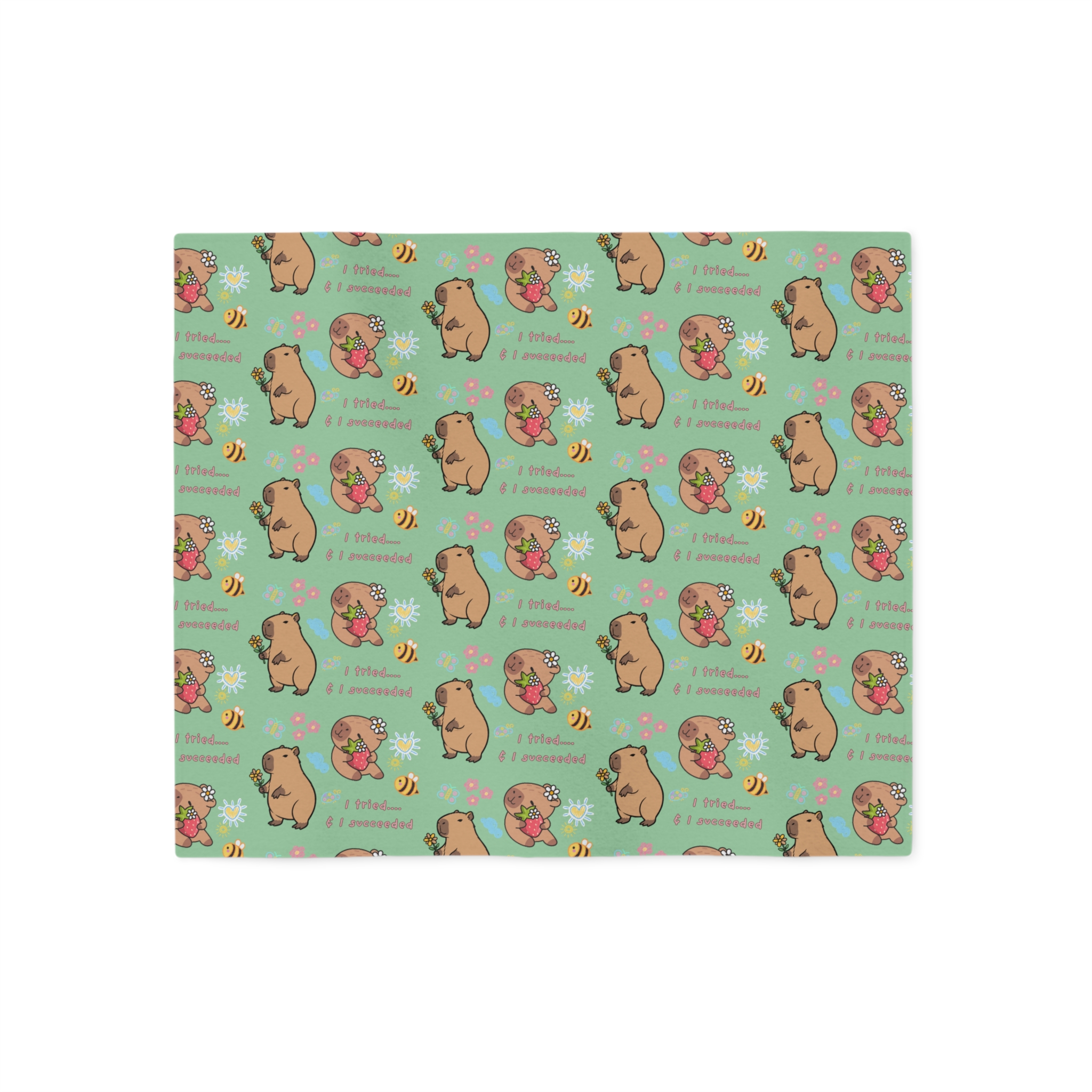 I Tried Capybara Pattern Sweatshirt Blanket | Cute Mental Health Quote