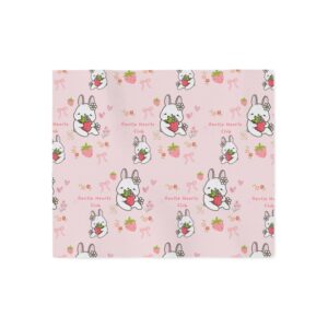 Cozy Gentle Hearts Strawberry Bunny Pattern Sweatshirt Blanket | Pink Rabbit Plush Throw