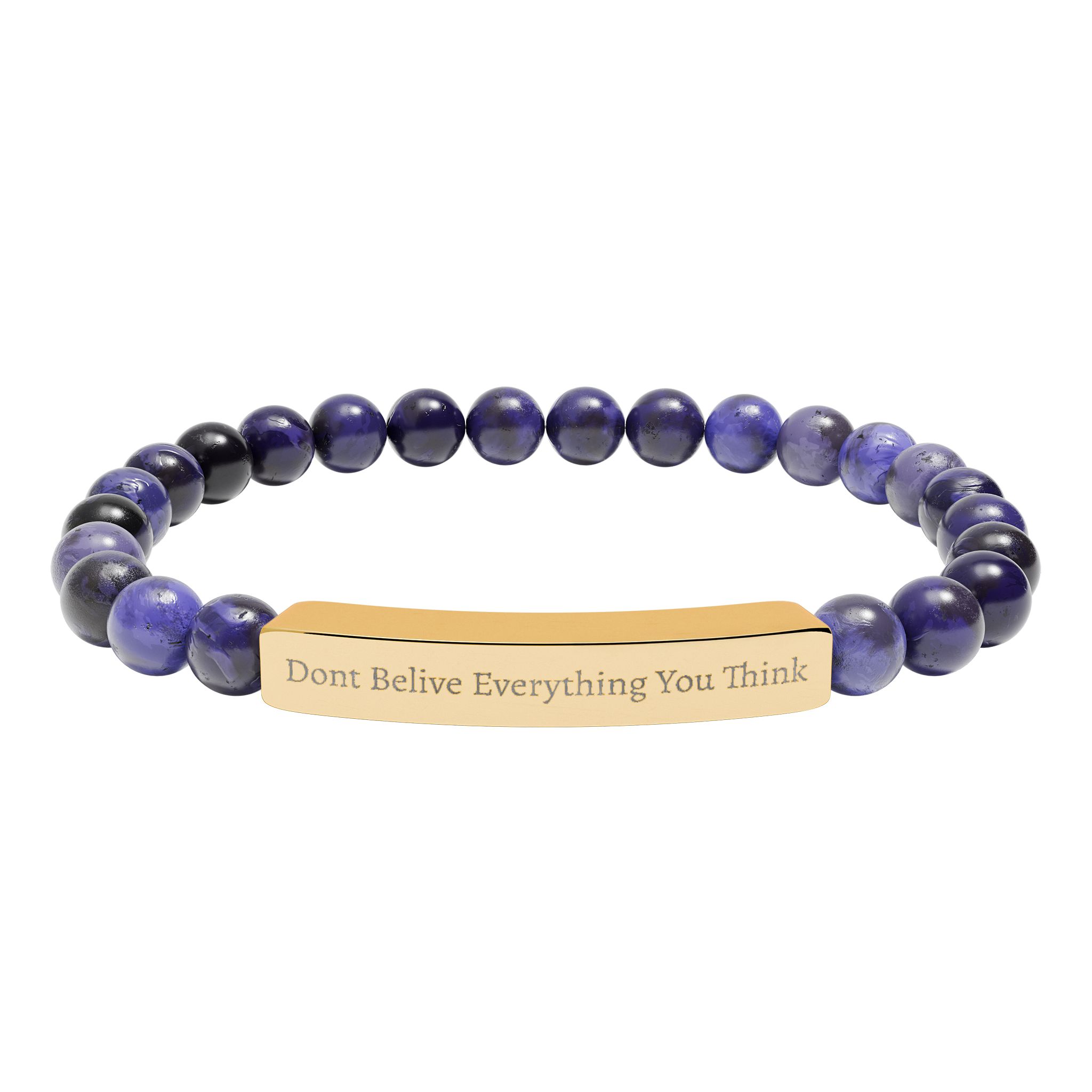 Dont Belive Everything You Think Engravable Natural Stone Stretch Bar Bracelet - Image 13