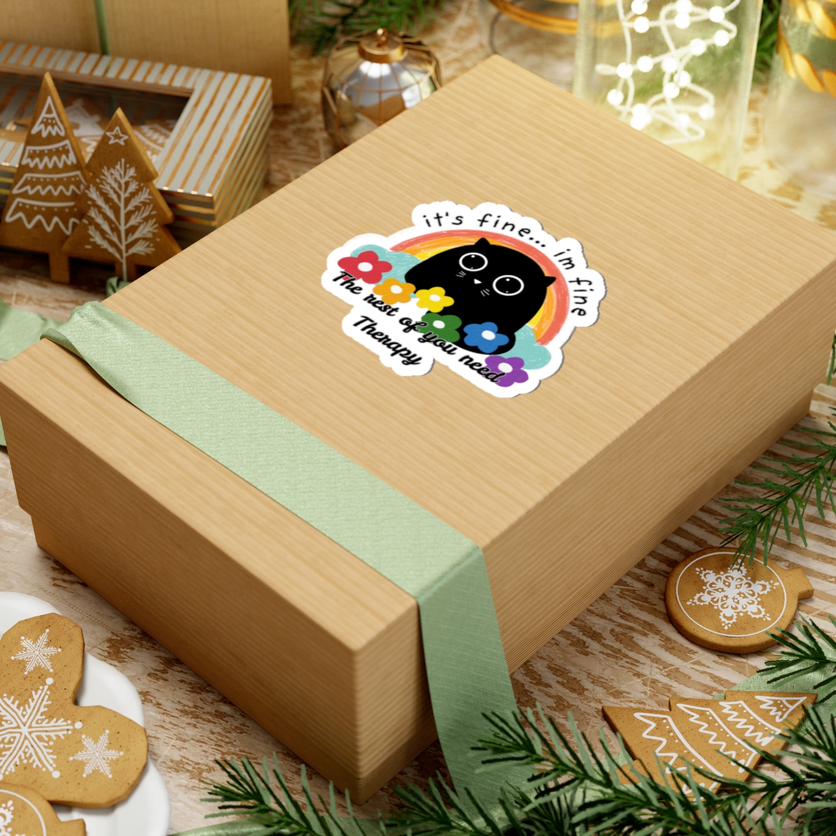 I'm Fine Sassy Passive Aggressive Black Cat Sticker - Image 18