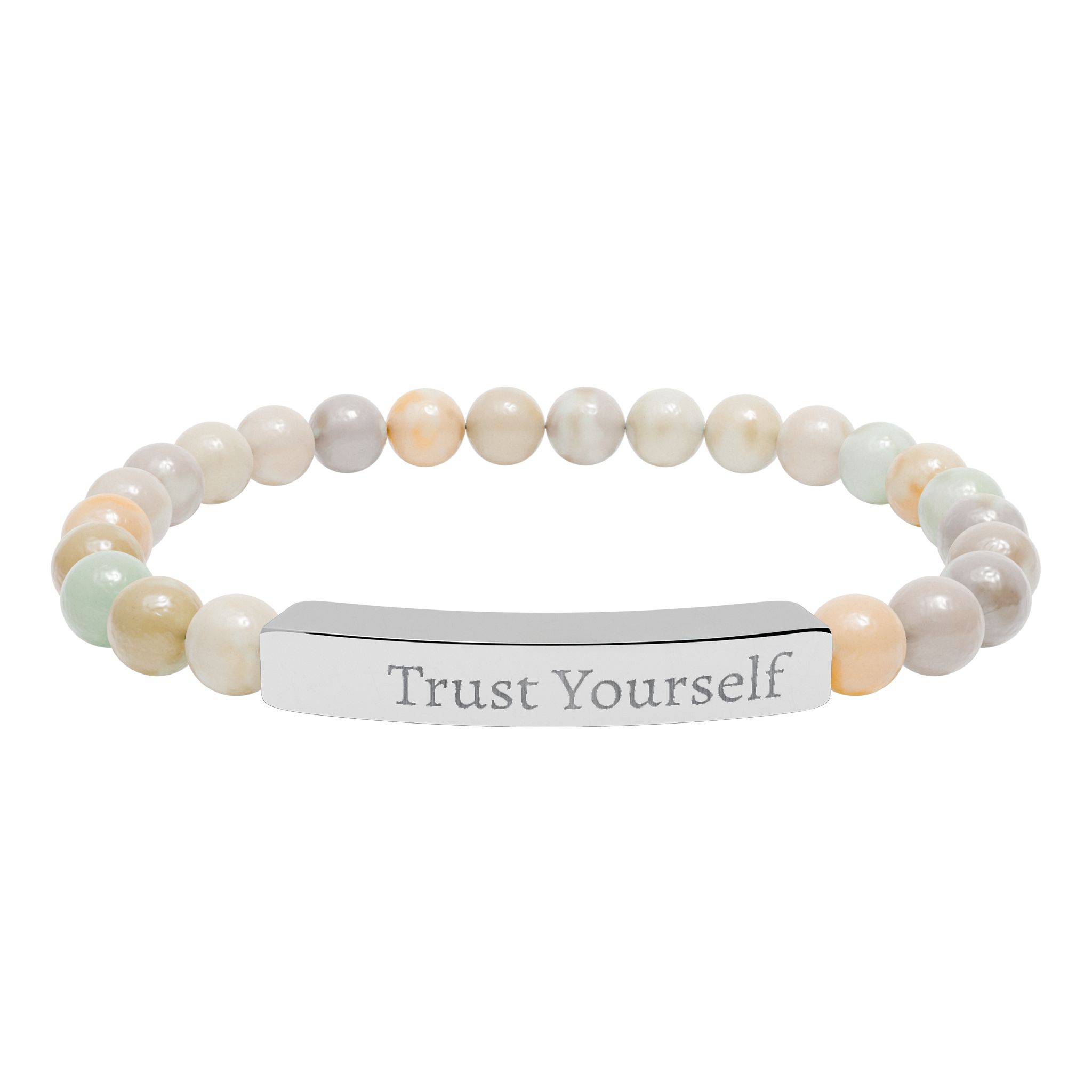 Engraved 'Trust Yourself' Natural Stone Stretch Bracelet