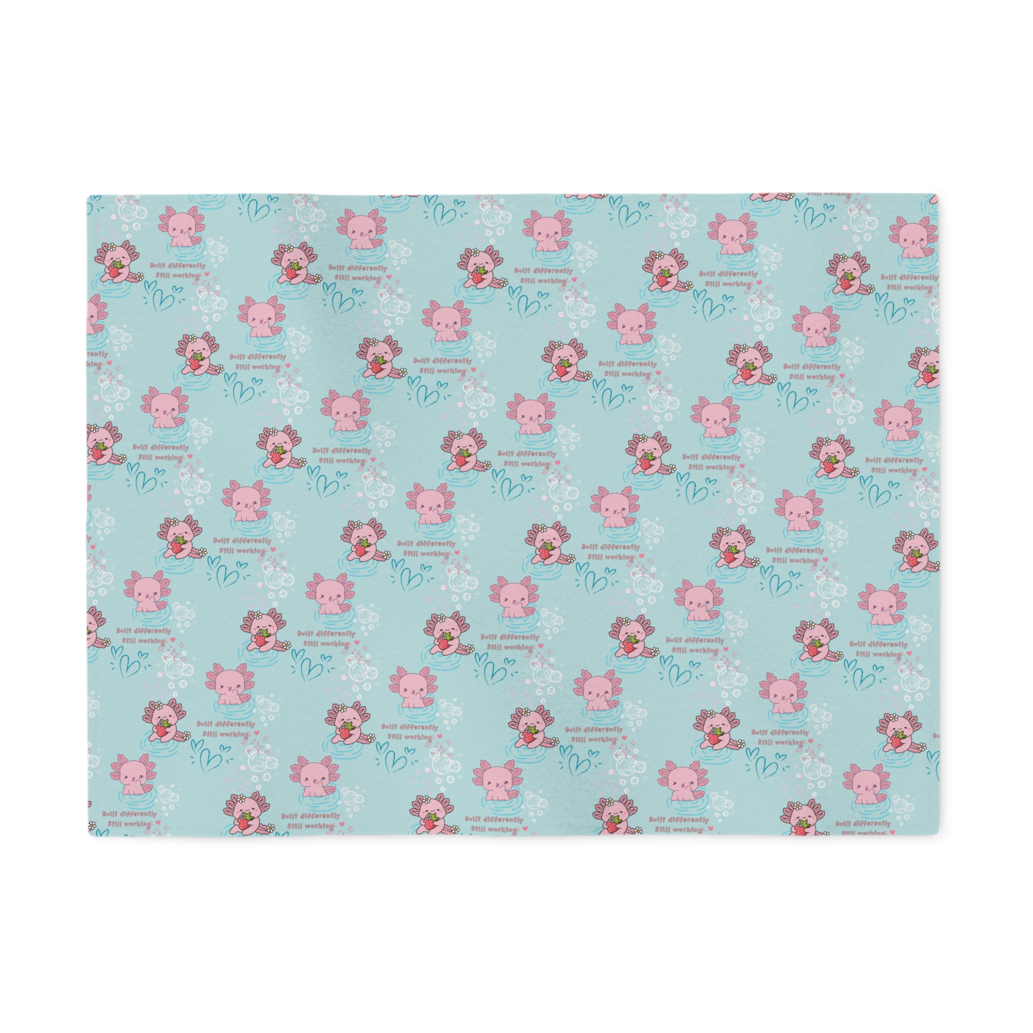 Built Different Axolotl Pattern Sweatshirt Blanket | Mental Disability Awareness - Image 5