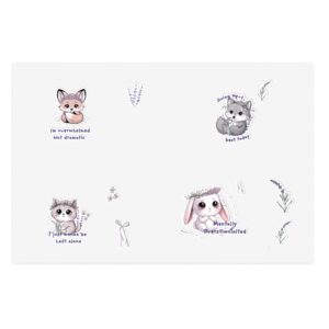 Fox and Hedgehog Lavender Sprig Sticker Sheet | Sensory Overload Mental Health Critters