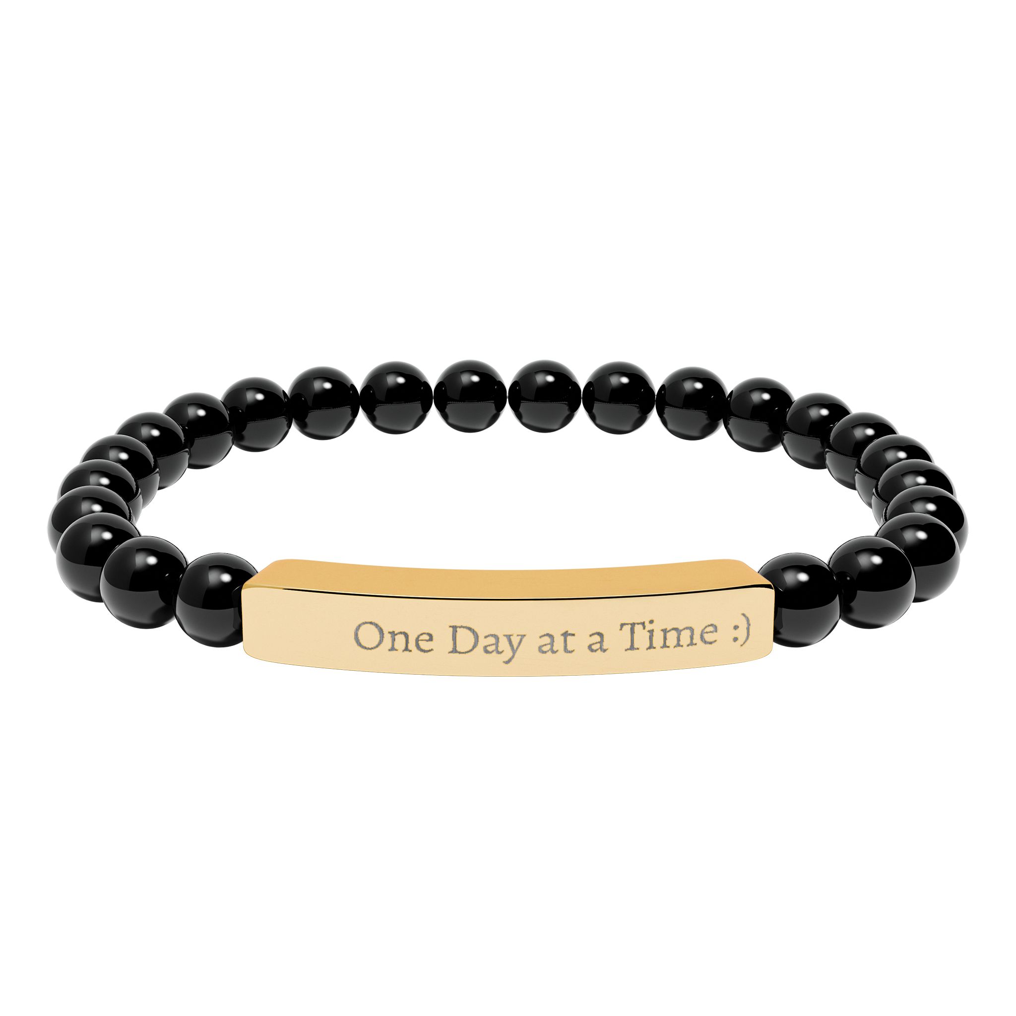 One Day at a Time Engraved Natural Stone Stretch Bracelet - Image 10