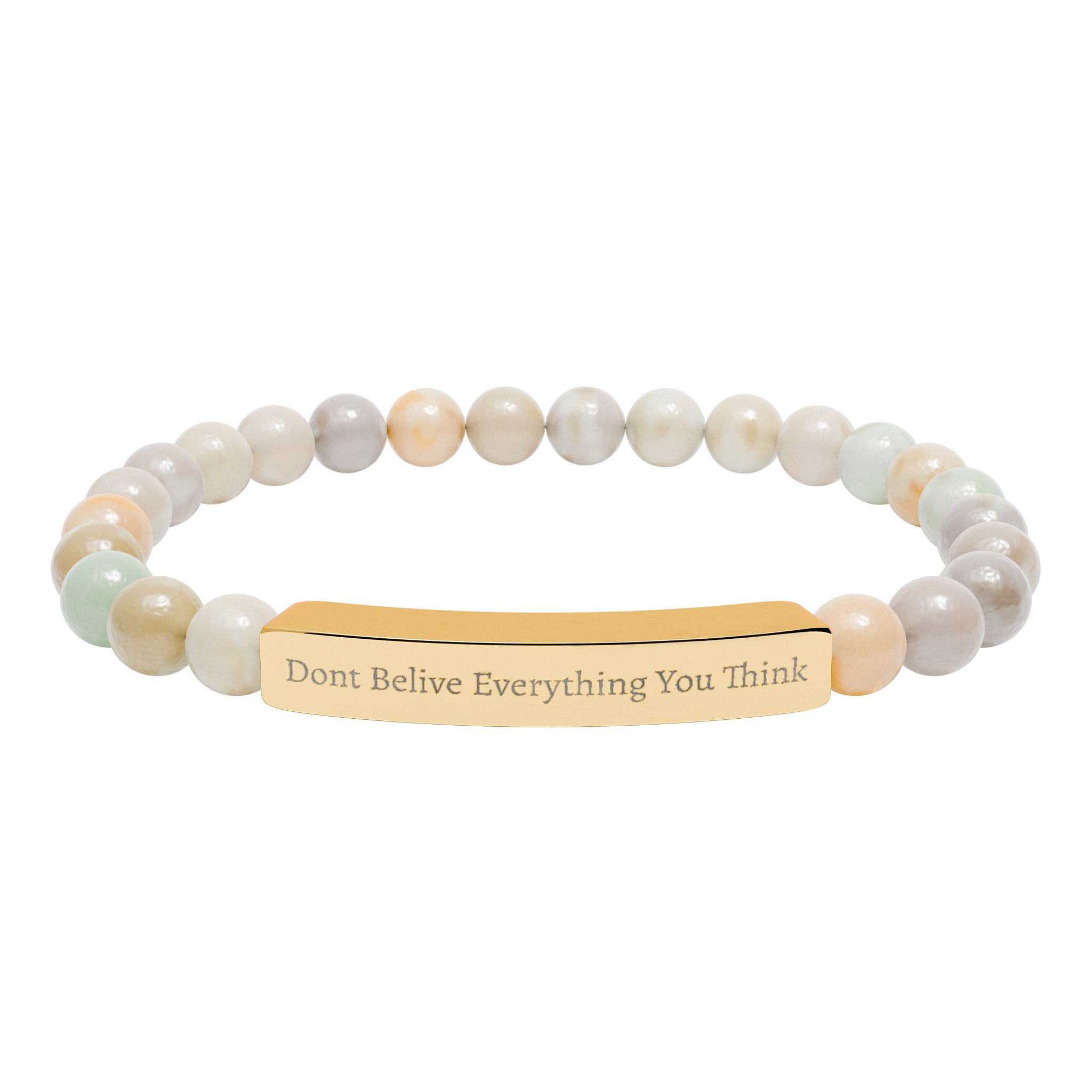 Dont Belive Everything You Think Engravable Natural Stone Stretch Bar Bracelet - Image 8