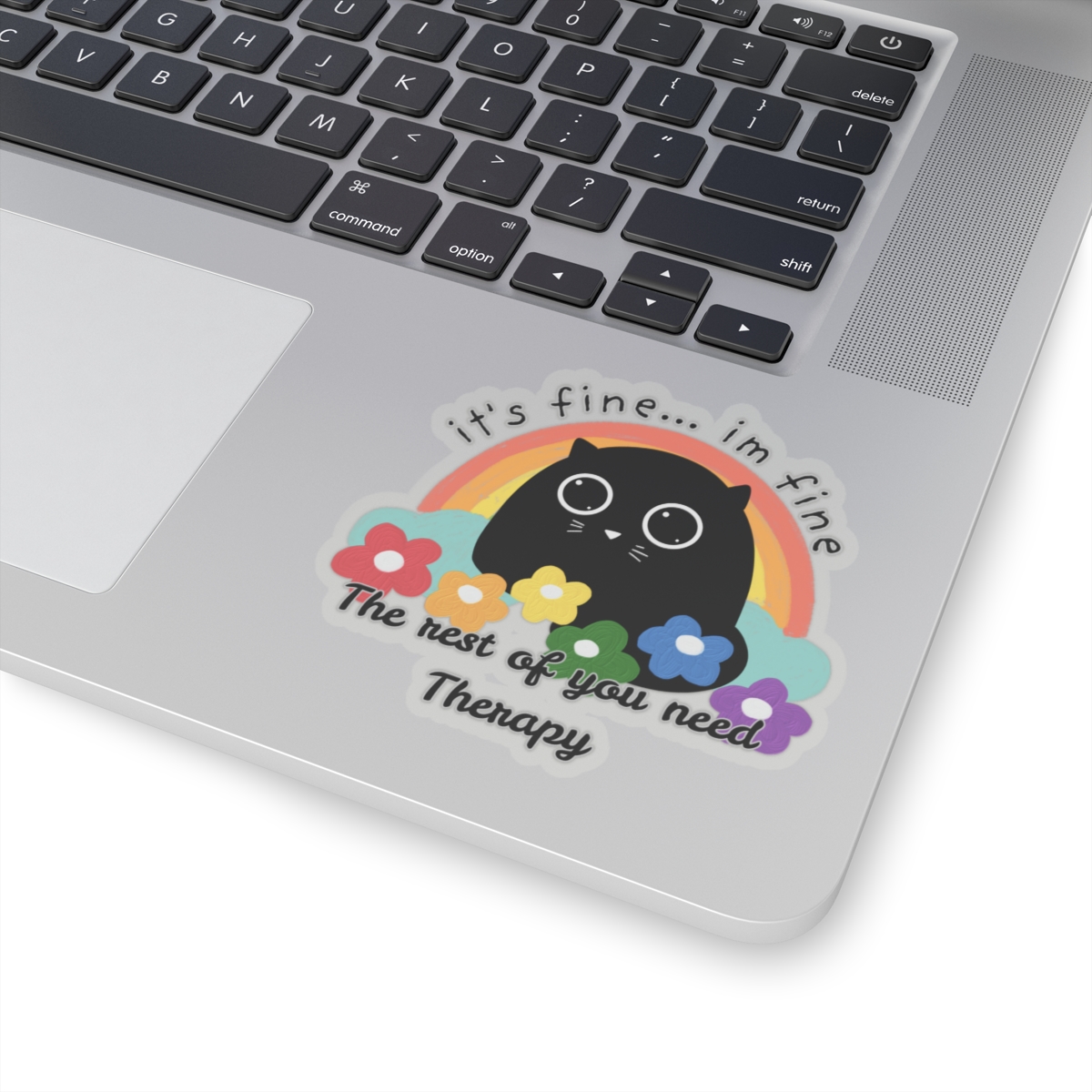 I'm Fine Sassy Passive Aggressive Black Cat Sticker - Image 14