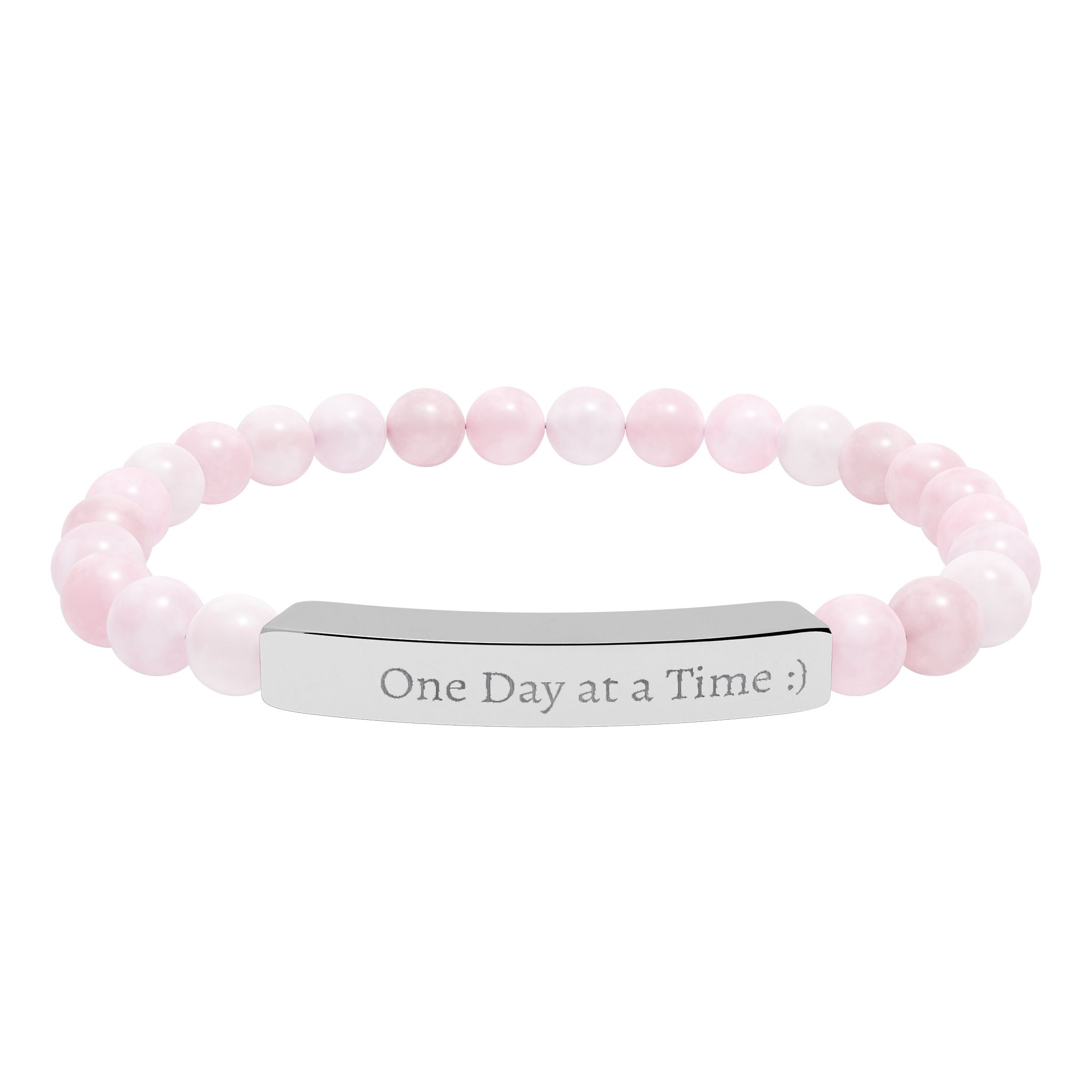 One Day at a Time Engraved Natural Stone Stretch Bracelet - Image 5