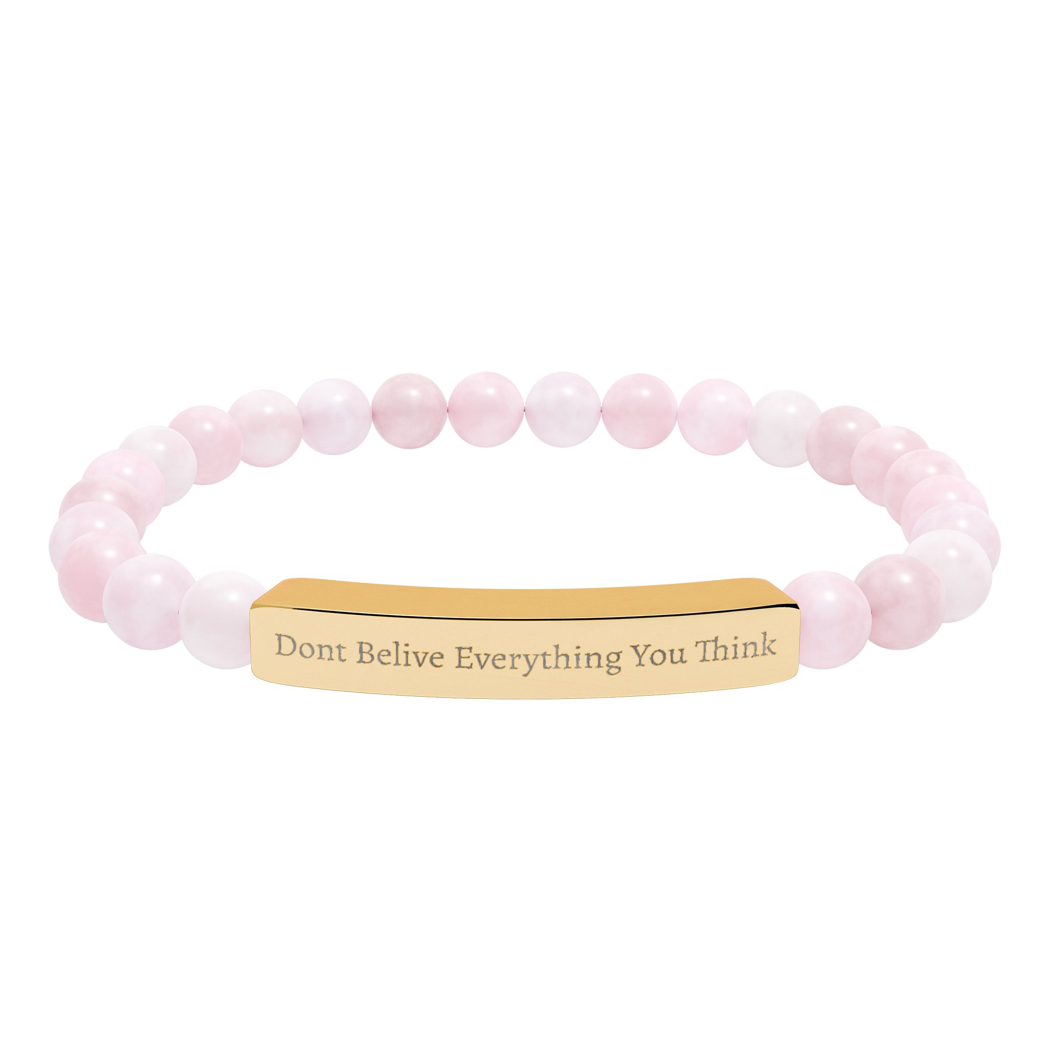 Dont Belive Everything You Think Engravable Natural Stone Stretch Bar Bracelet - Image 12