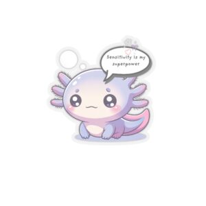 Sensitive Chibi Axolotl Sticker | Kiss-Cut Sticker, HSP Mental Health