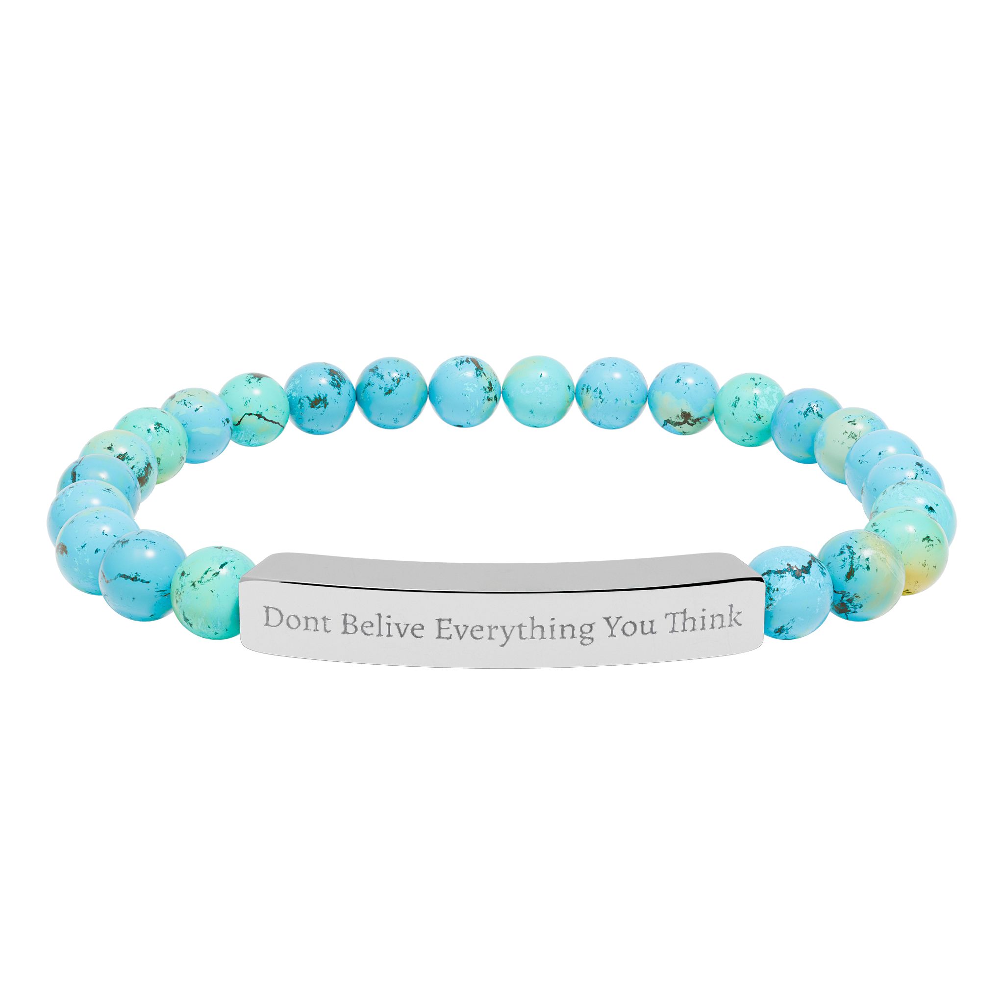 Dont Belive Everything You Think Engravable Natural Stone Stretch Bar Bracelet - Image 7