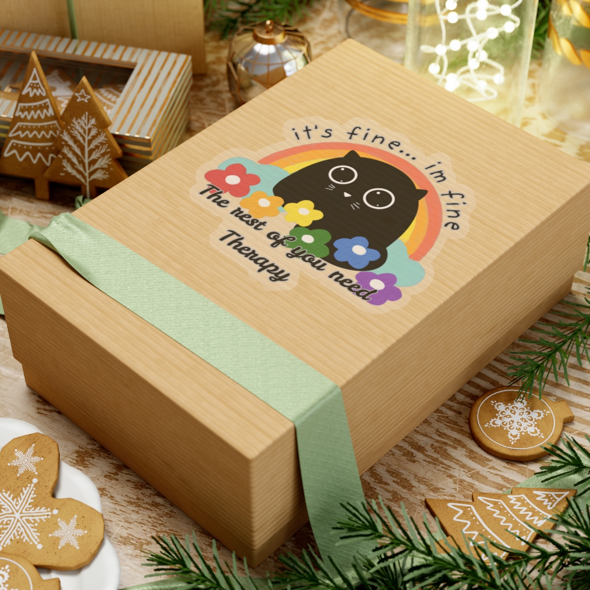 I'm Fine Sassy Passive Aggressive Black Cat Sticker - Image 21