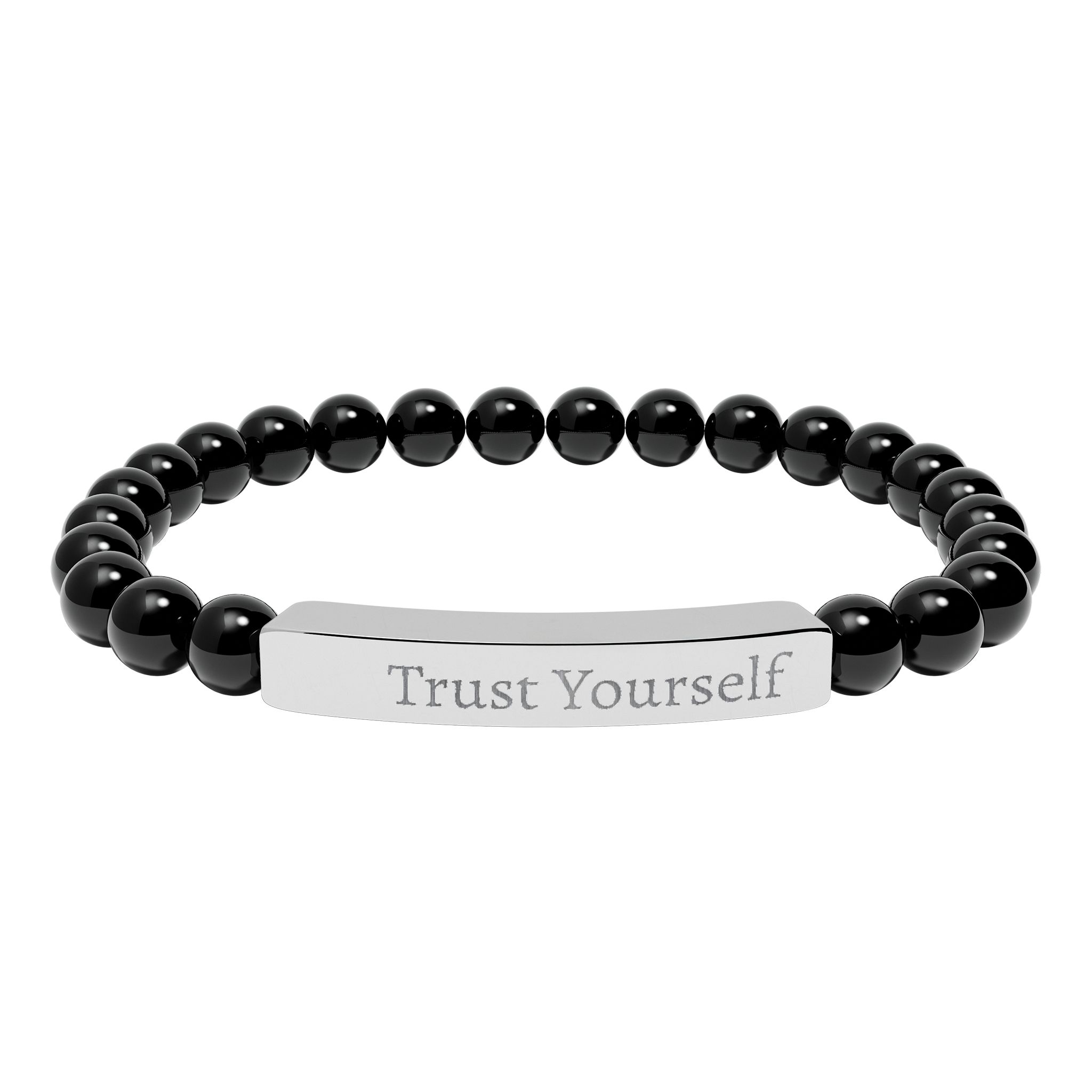 Engraved 'Trust Yourself' Natural Stone Stretch Bracelet - Image 3