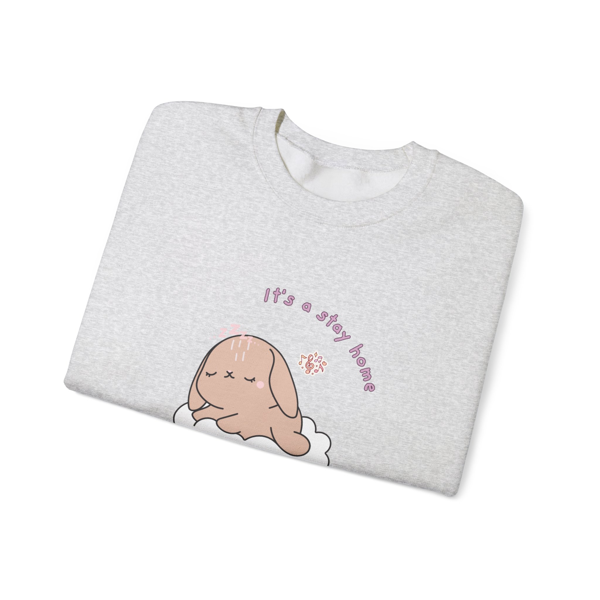 Stay Home Do Nothing Kinda Day Bunny Sweatshirt | Cute Chibi Tired Mental Health - Image 3