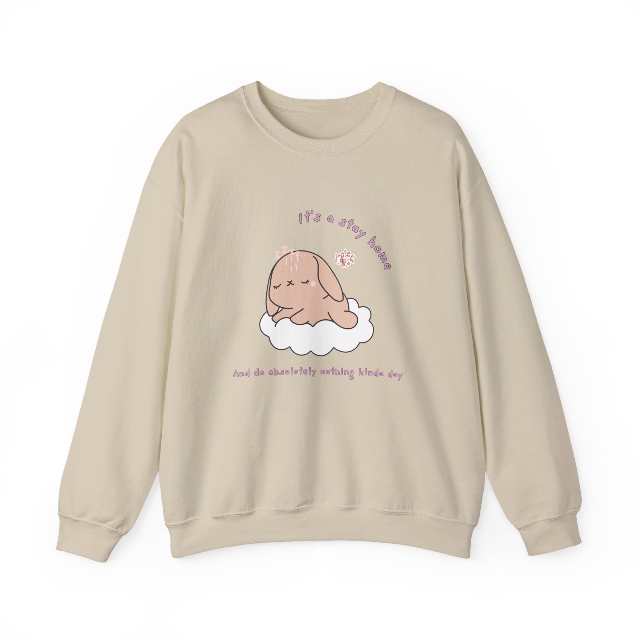 Stay Home Do Nothing Kinda Day Bunny Sweatshirt | Cute Chibi Tired Mental Health - Image 5