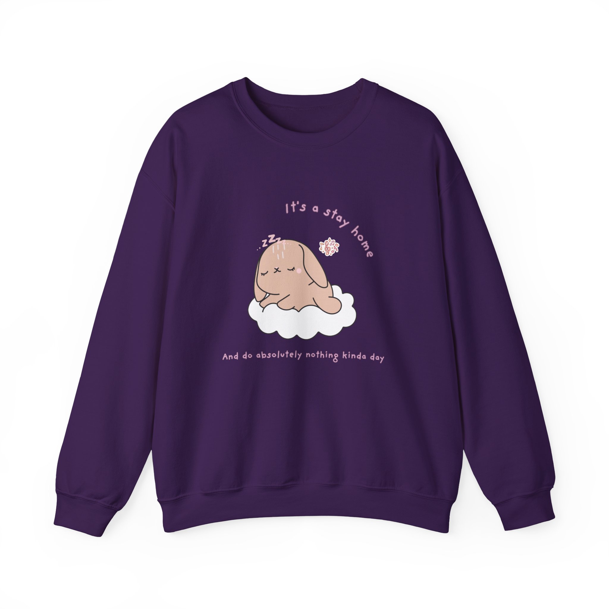 Stay Home Do Nothing Kinda Day Bunny Sweatshirt | Cute Chibi Tired Mental Health - Image 21