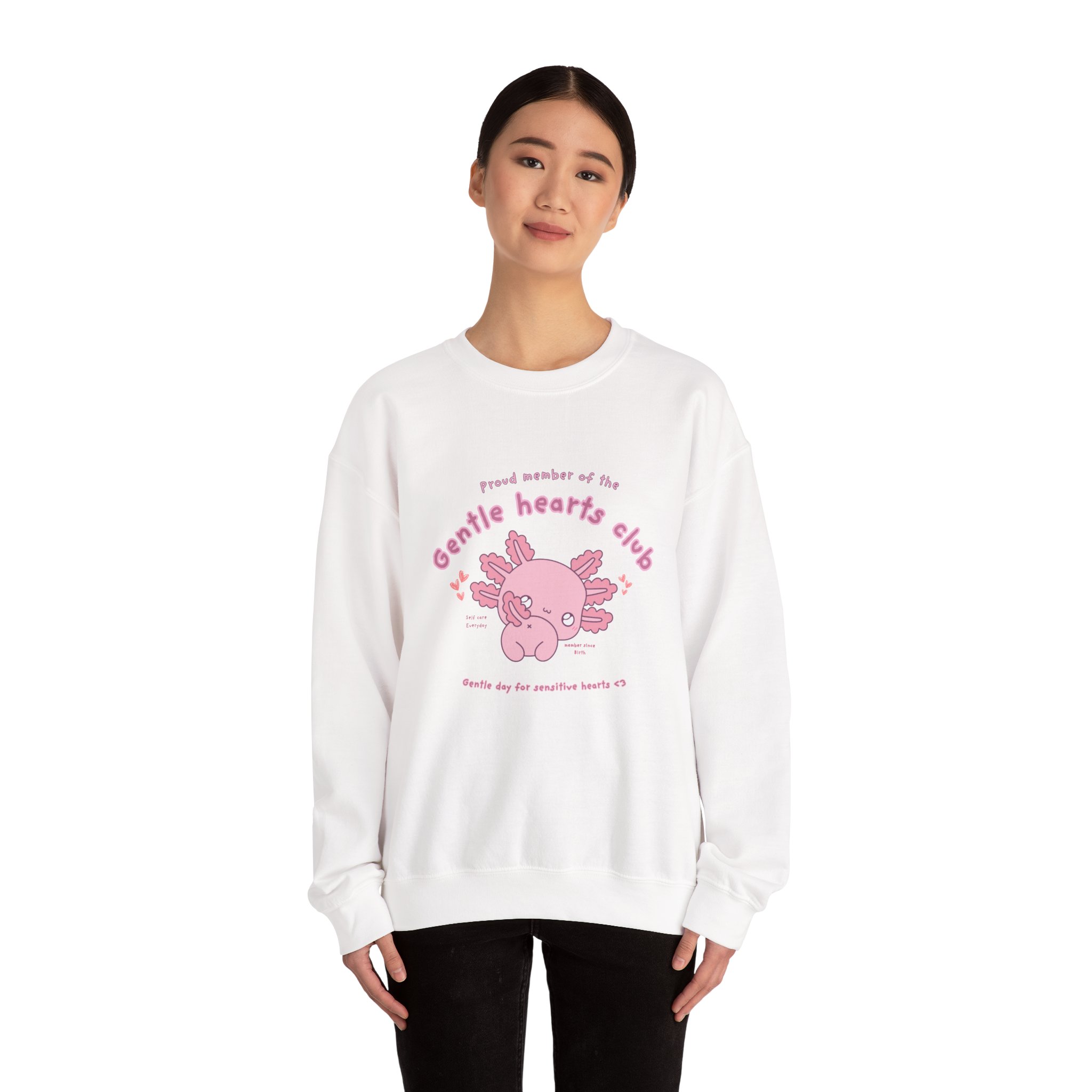 Proud Member of the Gentle Hearts Club Chibi Axolotl Sweatshirt | Mental Health HSP - Image 4