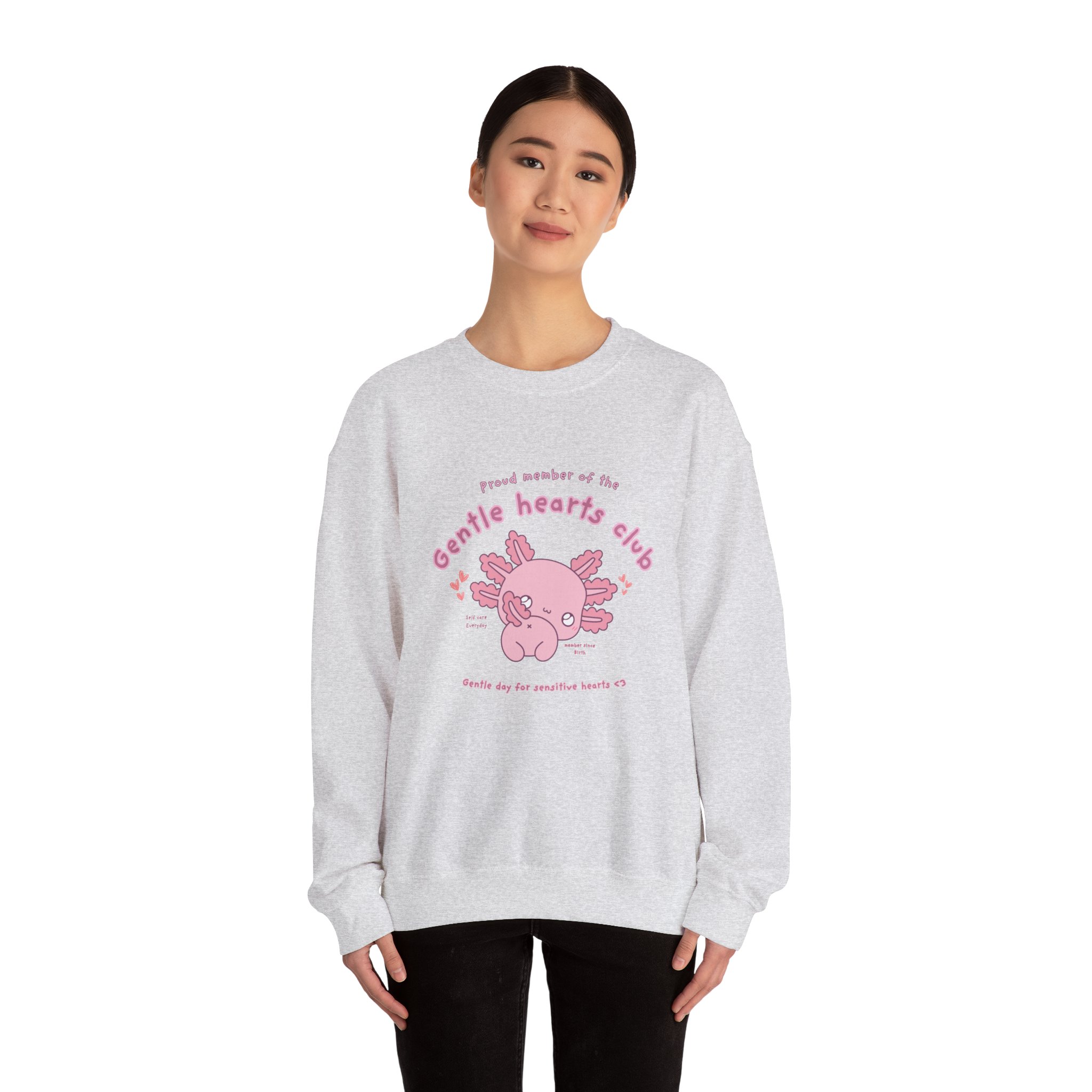 Proud Member of the Gentle Hearts Club Chibi Axolotl Sweatshirt | Mental Health HSP - Image 8