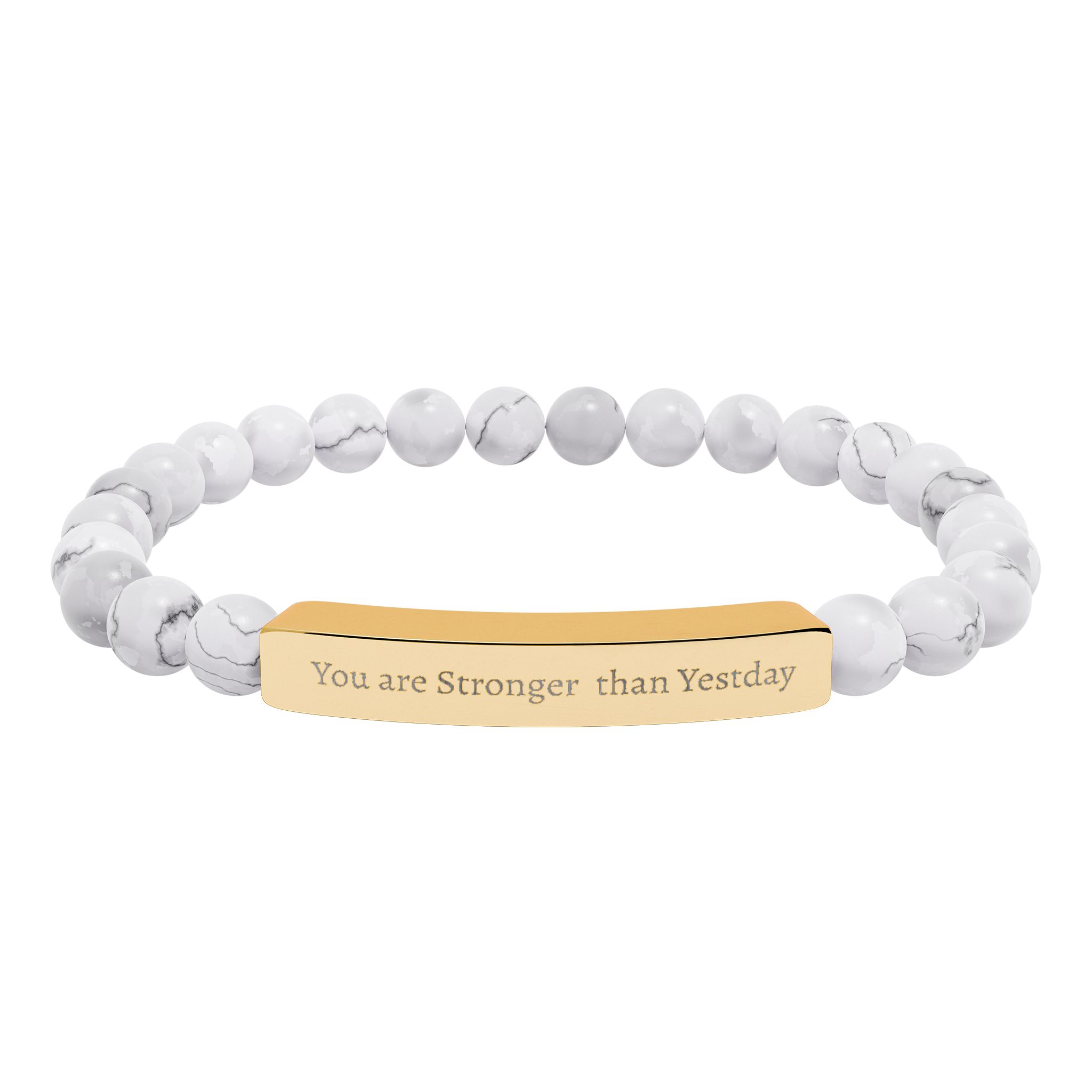 You Are Stronger Than Yesterday Natural Stone Stretch Bar Bracelet | Positive Vibes - Image 9