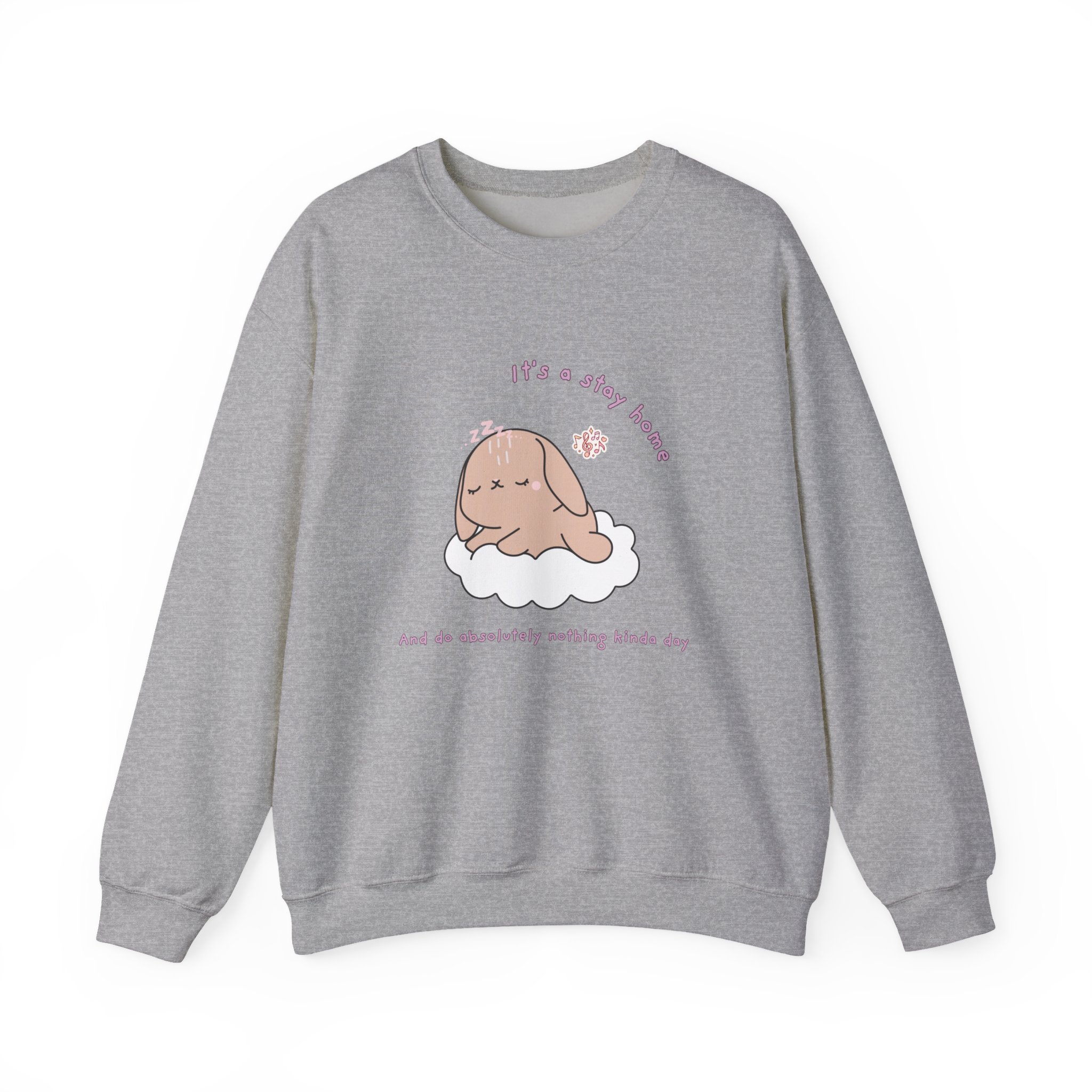 Stay Home Do Nothing Kinda Day Bunny Sweatshirt | Cute Chibi Tired Mental Health - Image 9