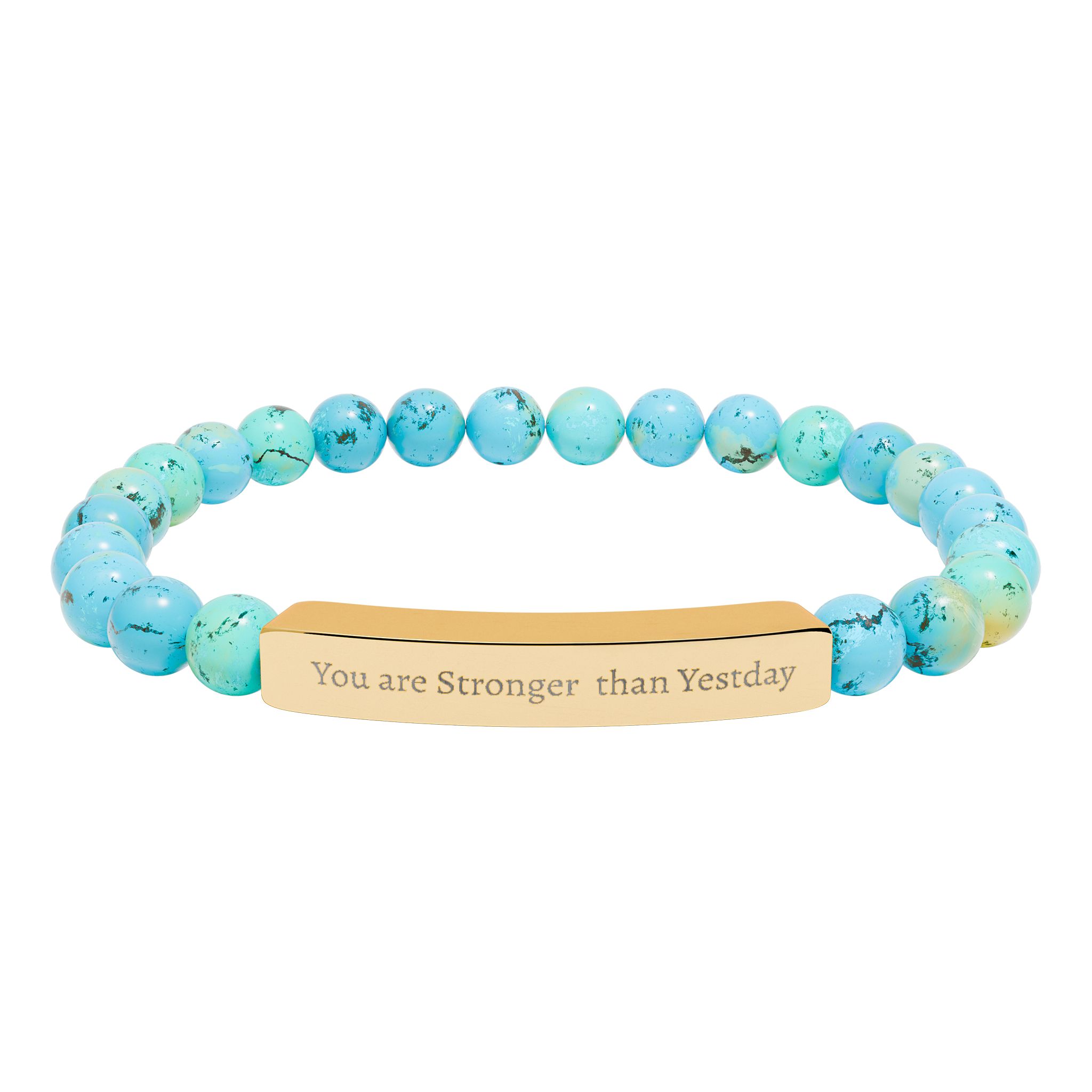 You Are Stronger Than Yesterday Natural Stone Stretch Bar Bracelet | Positive Vibes - Image 14