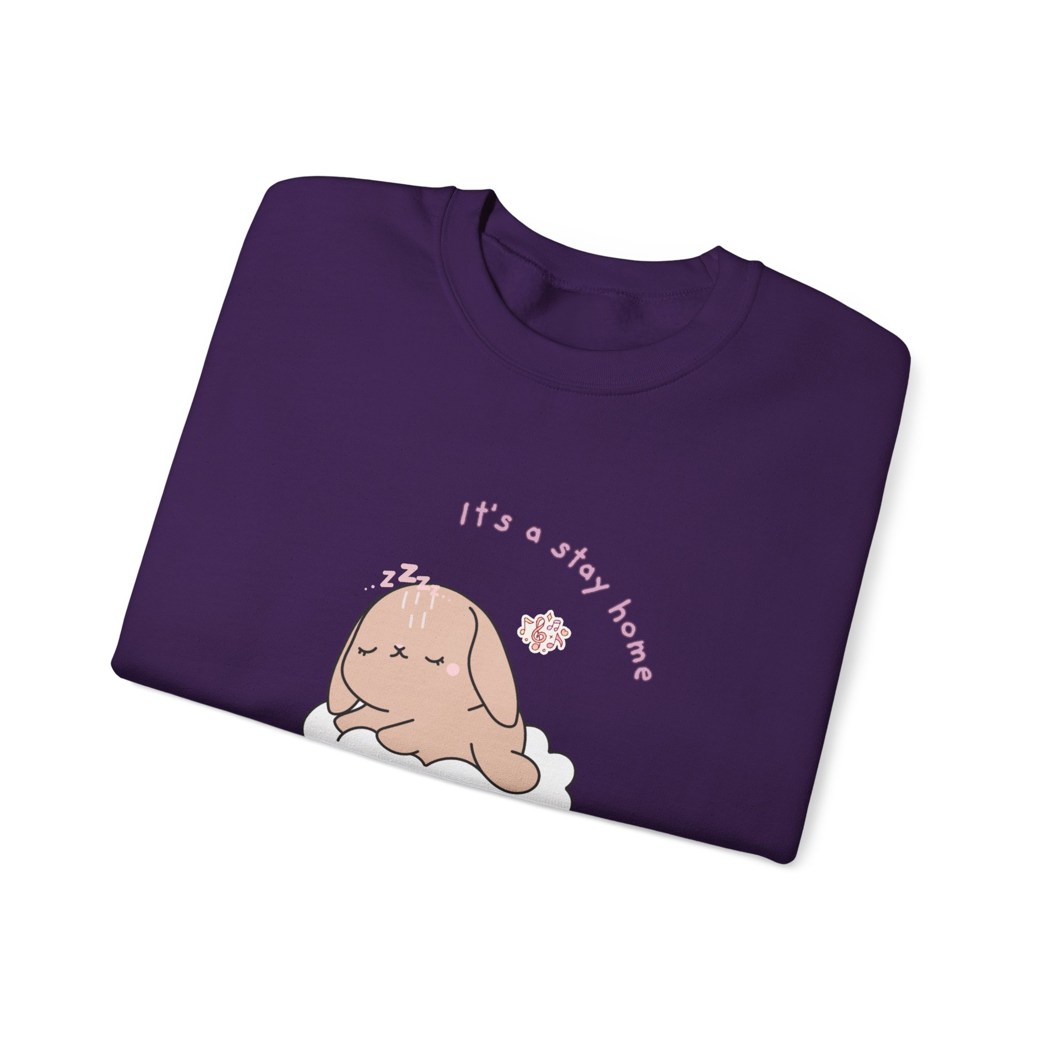 Stay Home Do Nothing Kinda Day Bunny Sweatshirt | Cute Chibi Tired Mental Health - Image 23