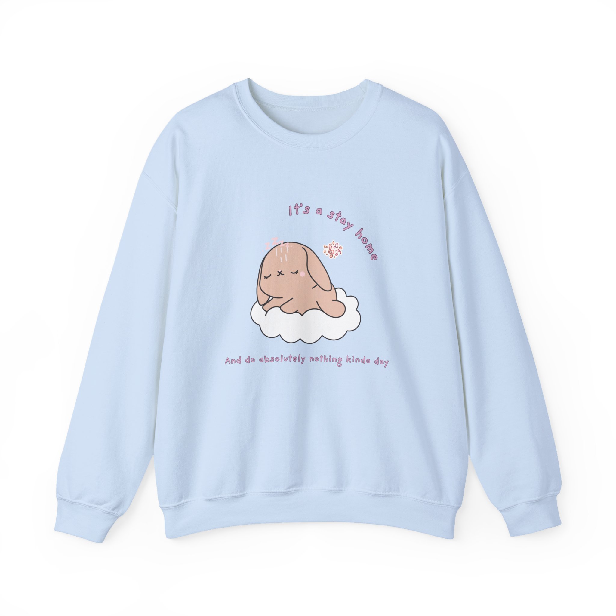 Stay Home Do Nothing Kinda Day Bunny Sweatshirt | Cute Chibi Tired Mental Health - Image 17
