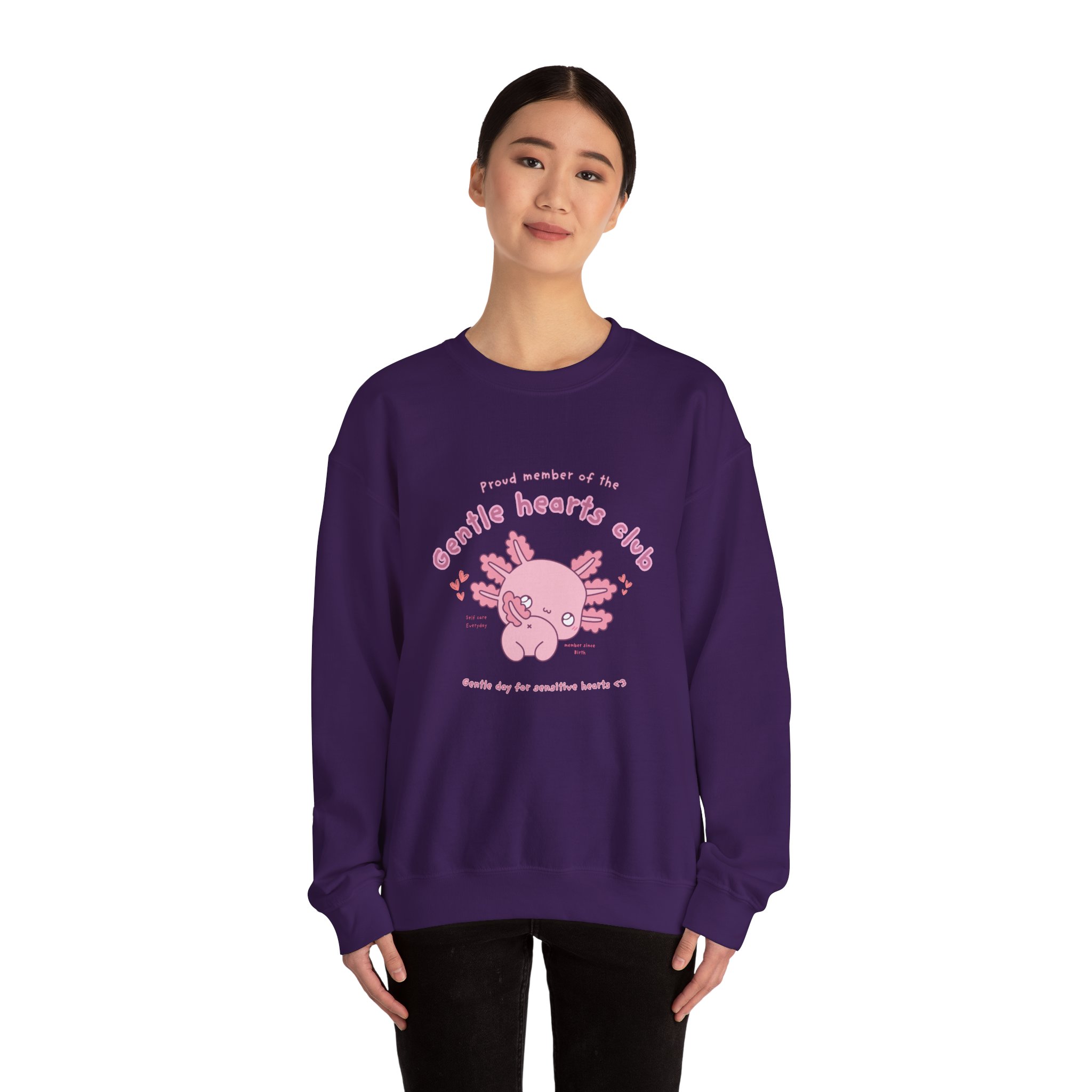 Proud Member of the Gentle Hearts Club Chibi Axolotl Sweatshirt | Mental Health HSP - Image 24