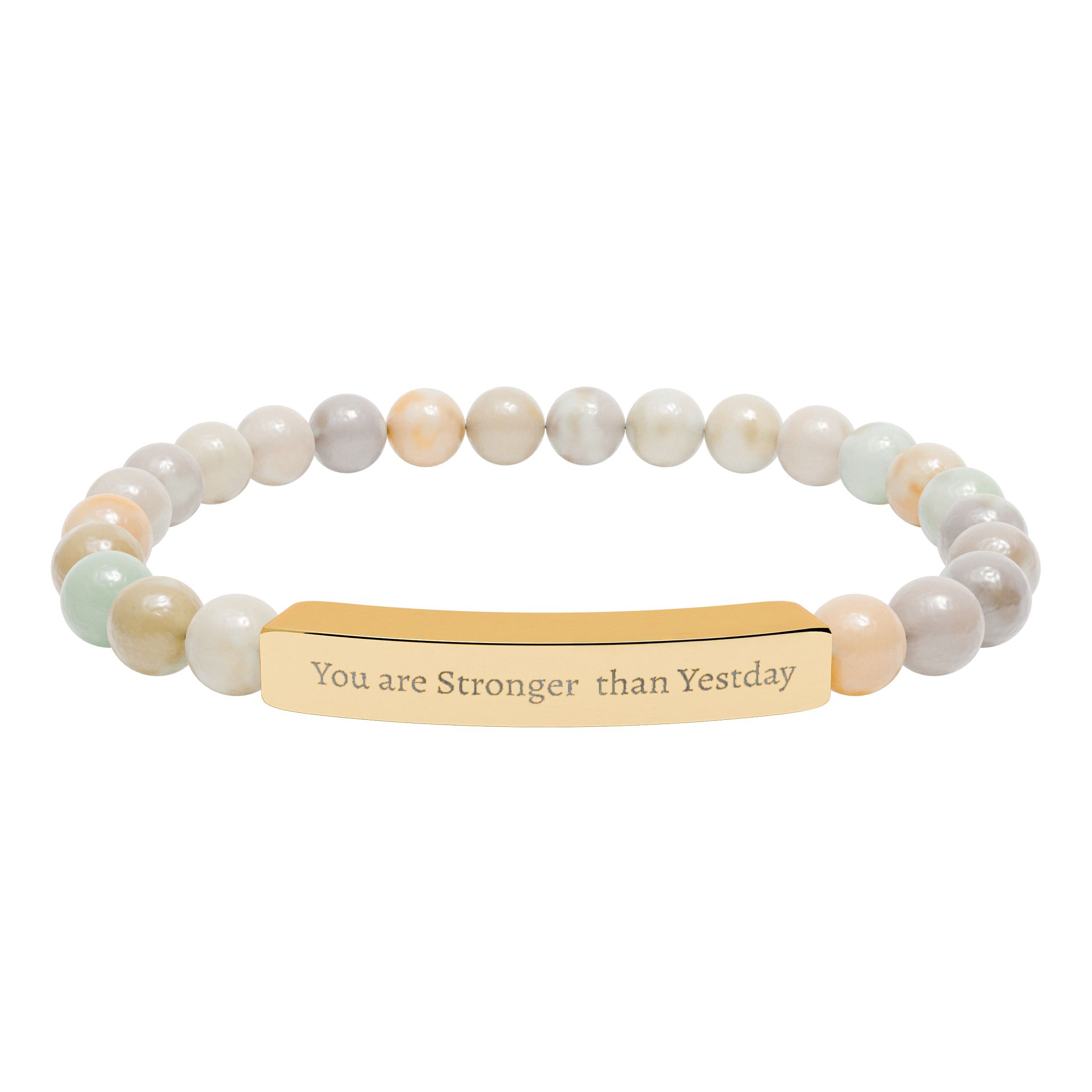 You Are Stronger Than Yesterday Natural Stone Stretch Bar Bracelet | Positive Vibes - Image 8