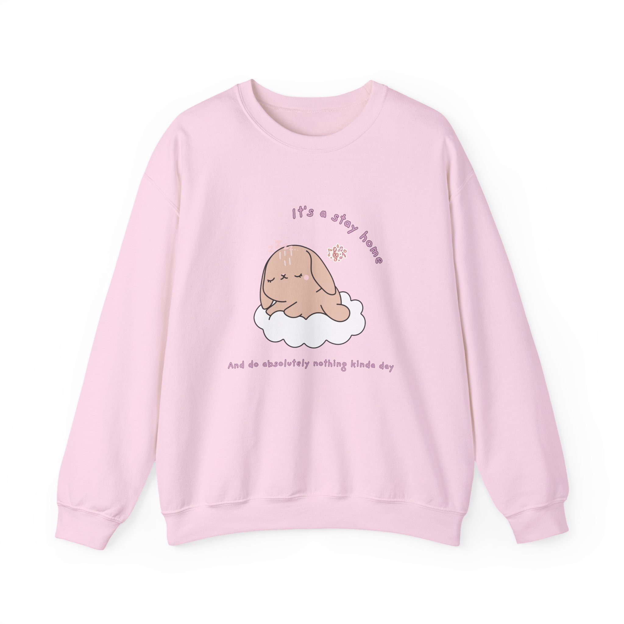 Stay Home Do Nothing Kinda Day Bunny Sweatshirt | Cute Chibi Tired Mental Health - Image 25