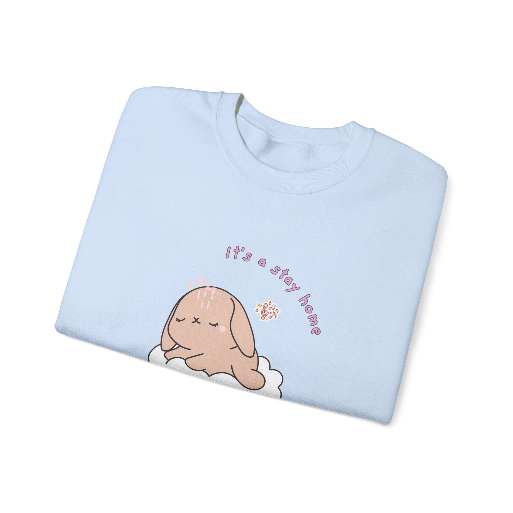 Stay Home Do Nothing Kinda Day Bunny Sweatshirt | Cute Chibi Tired Mental Health - Image 19