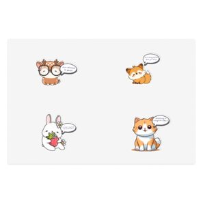 Relaxing and Motivational quotes for Burnout for HSP, Cute Corgi and Bunny Kawaii Stickers | Sticker Sheet, Dog Cat Rabbit Quotes,
