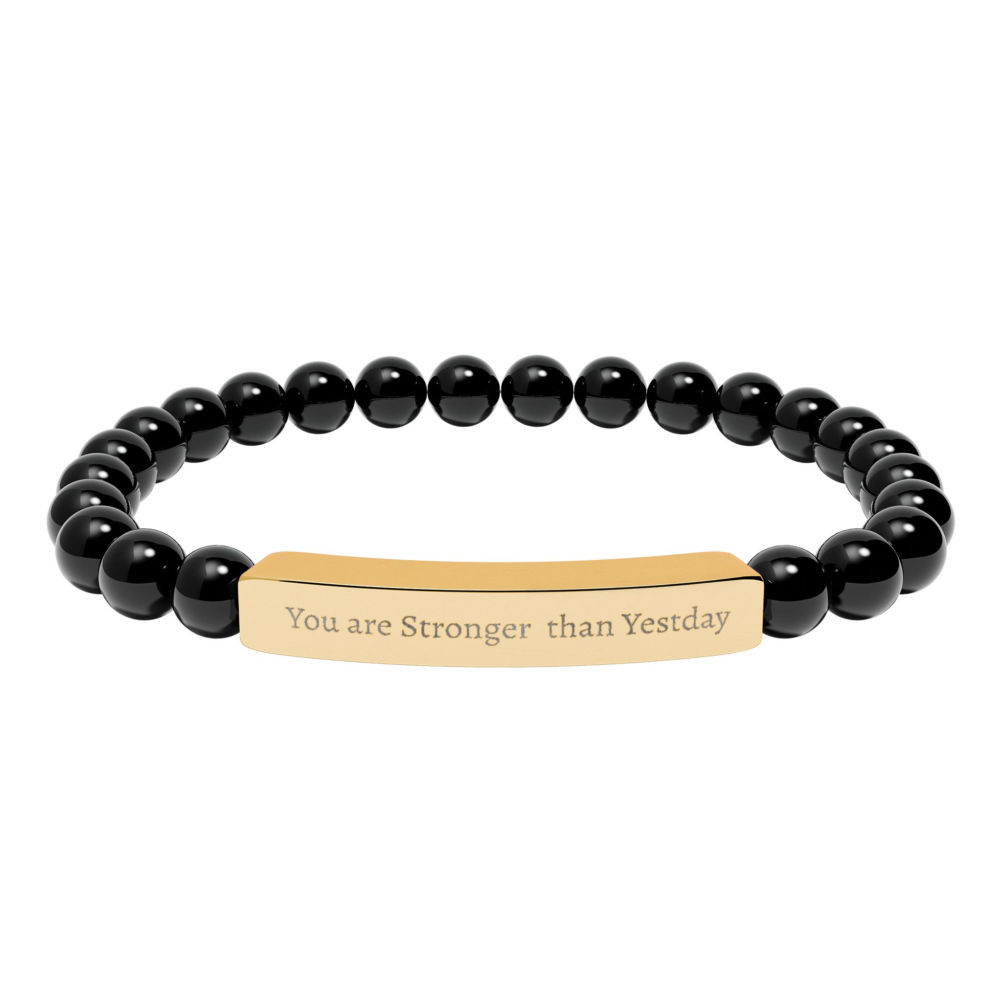 You Are Stronger Than Yesterday Natural Stone Stretch Bar Bracelet | Positive Vibes - Image 10