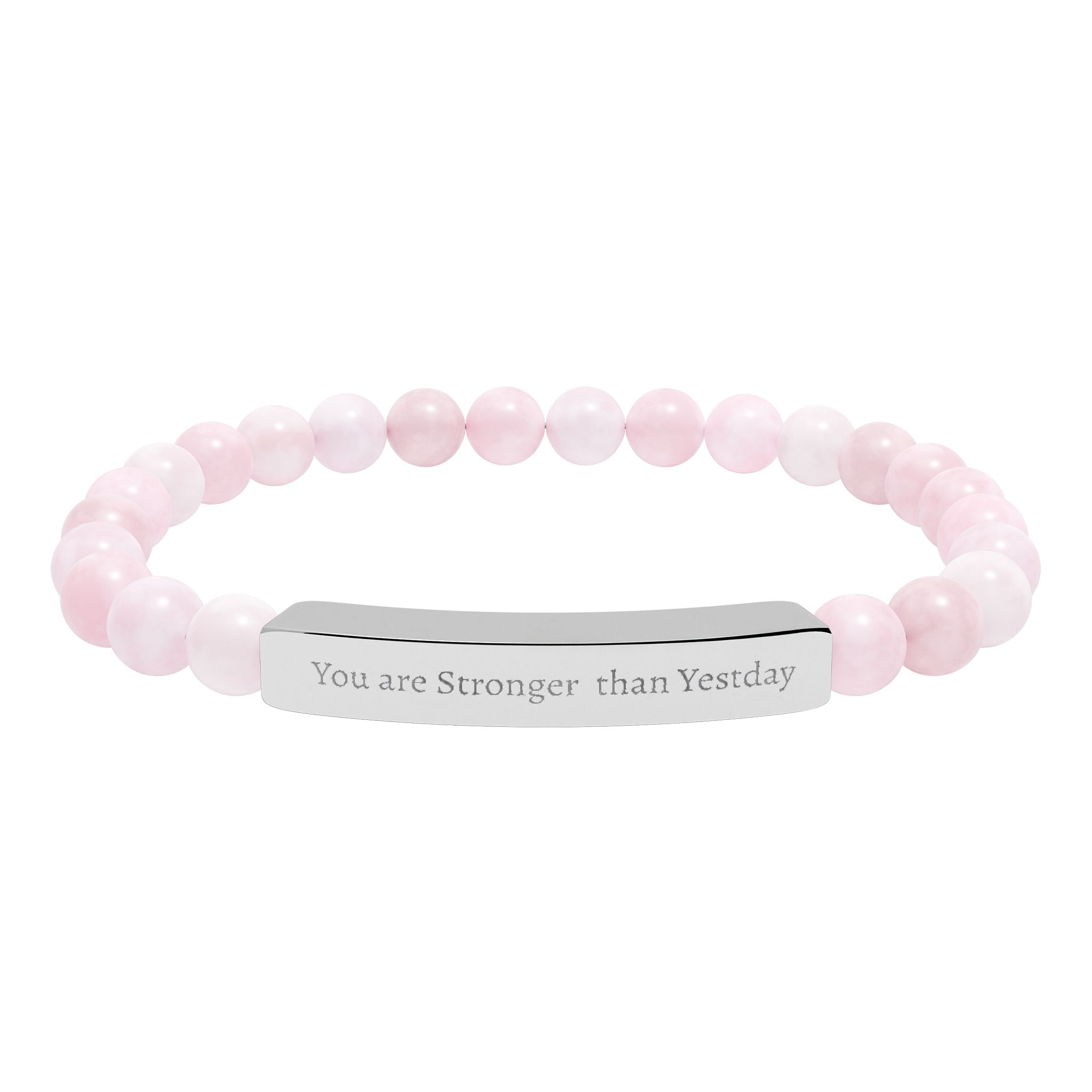 You Are Stronger Than Yesterday Natural Stone Stretch Bar Bracelet | Positive Vibes - Image 5