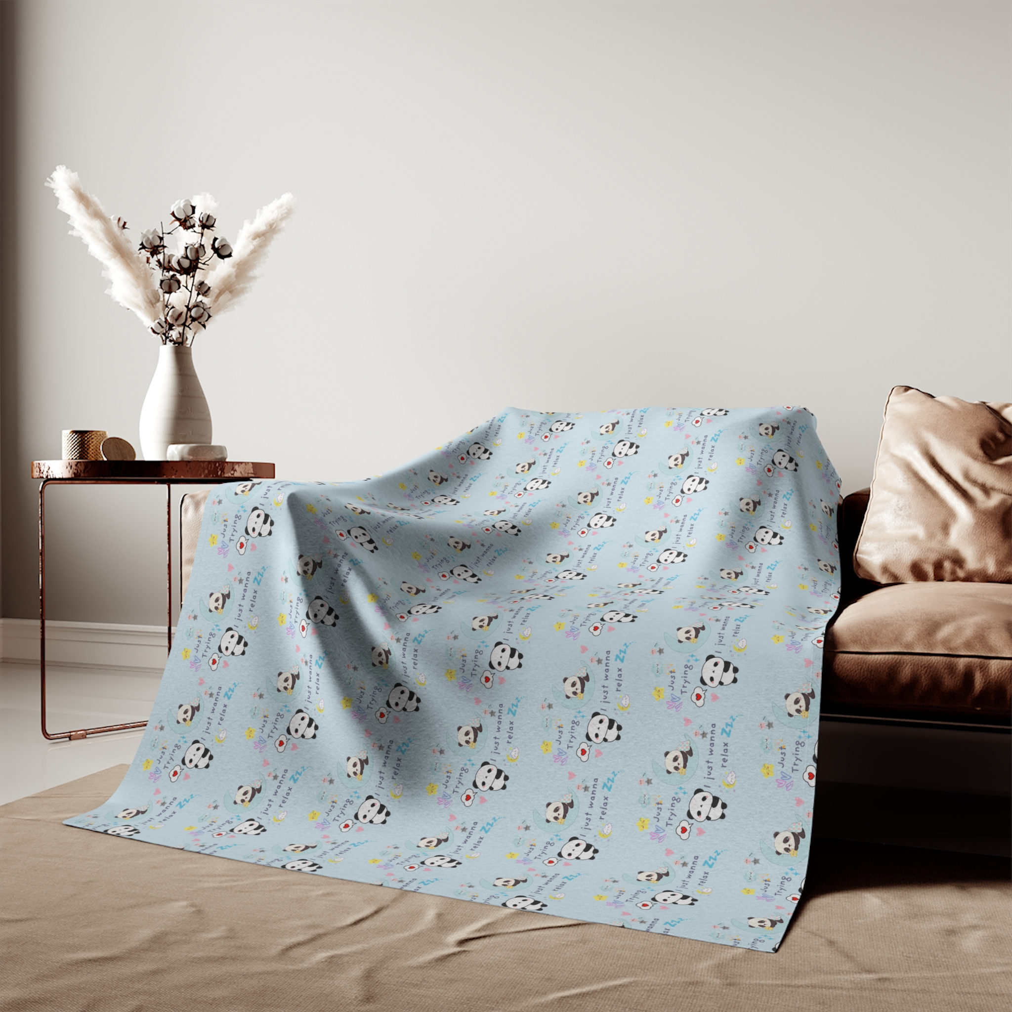 I Just Wanna Relax Cozy Panda Pattern Sweatshirt Blanket - Image 6