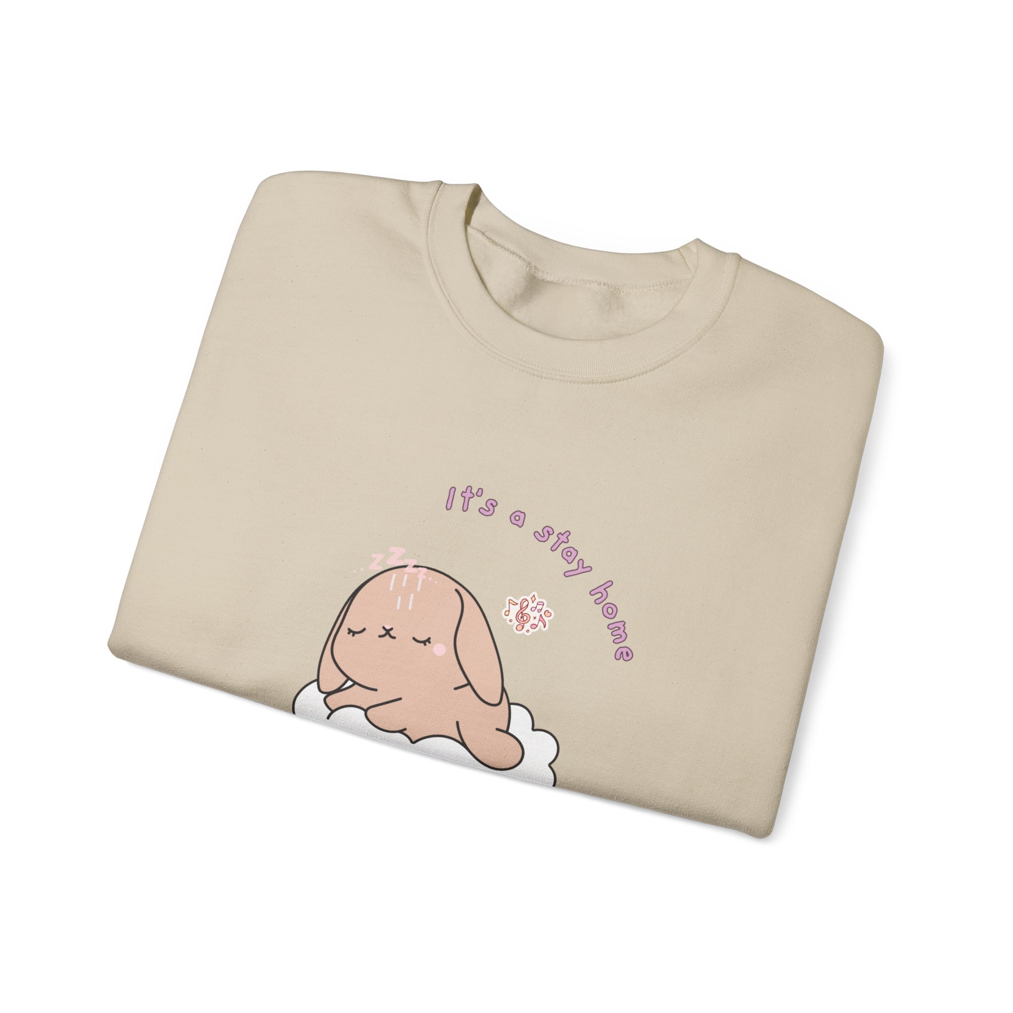 Stay Home Do Nothing Kinda Day Bunny Sweatshirt | Cute Chibi Tired Mental Health - Image 7