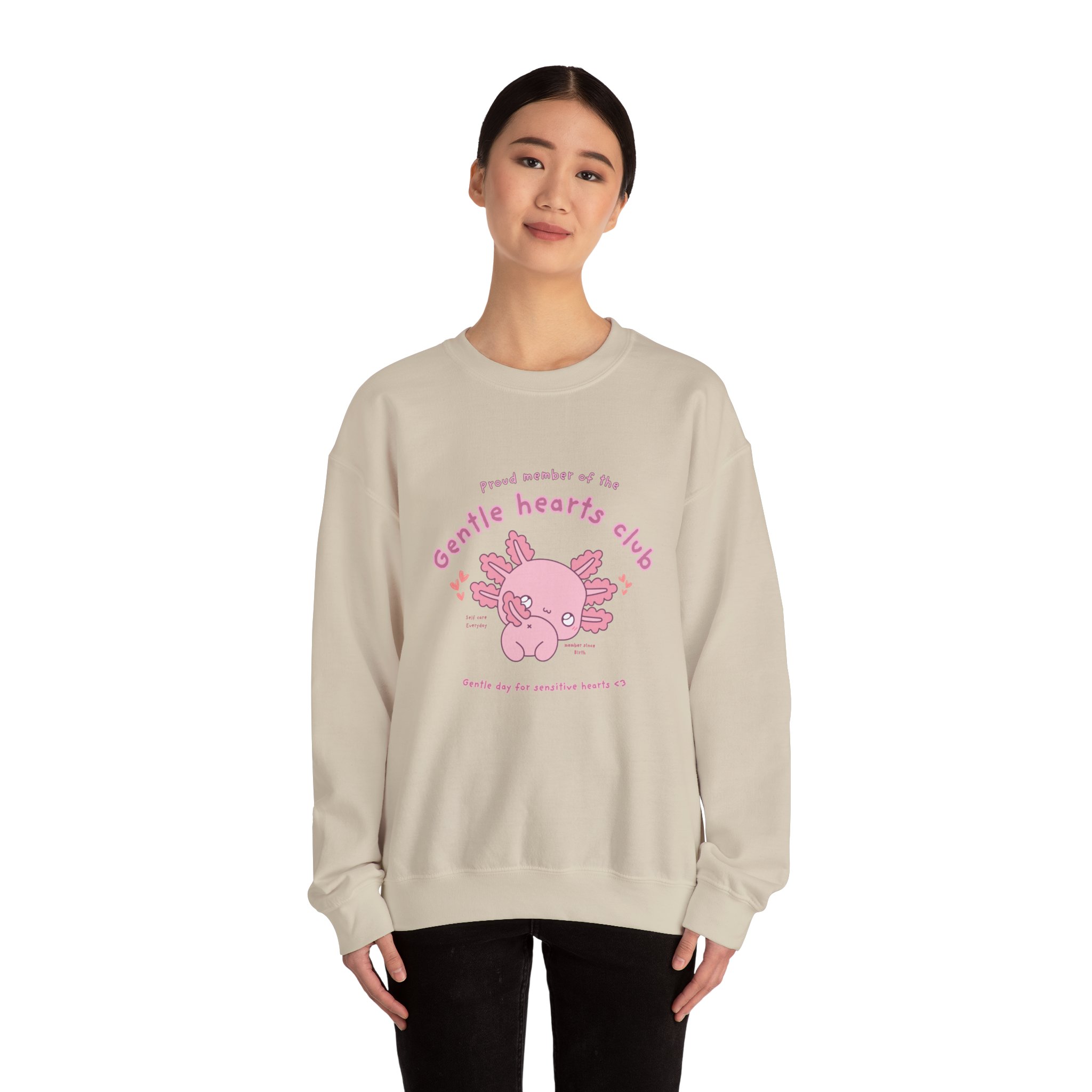 Proud Member of the Gentle Hearts Club Chibi Axolotl Sweatshirt | Mental Health HSP - Image 12