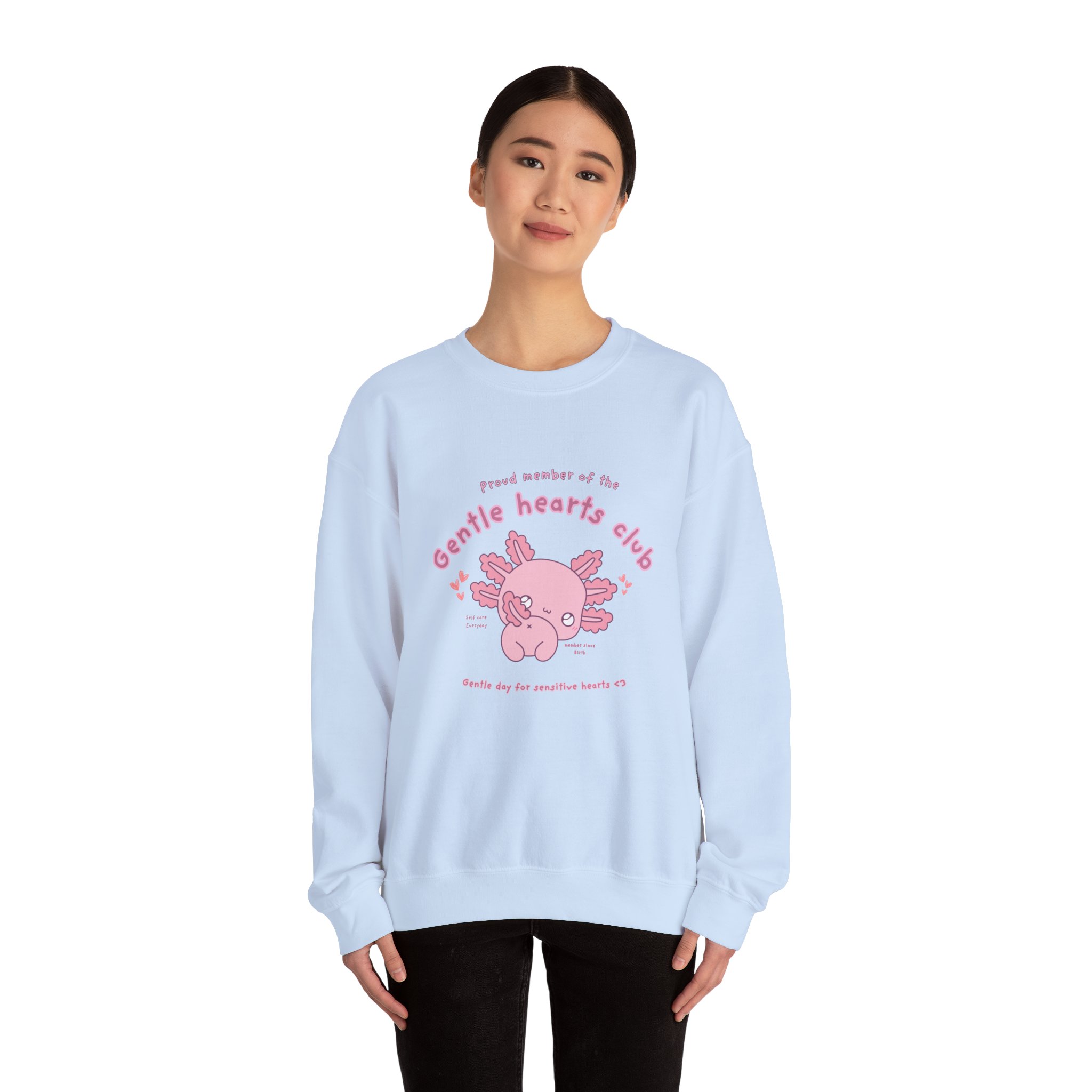 Proud Member of the Gentle Hearts Club Chibi Axolotl Sweatshirt | Mental Health HSP - Image 16