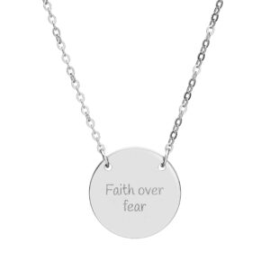 Faith over Fear Circle Necklace (Engraving)