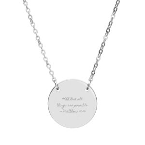 All things are Possible Circle Necklace (Engraving)