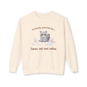 Powered by Stress and Iced Coffee Lightweight Crewneck Sweatshirt