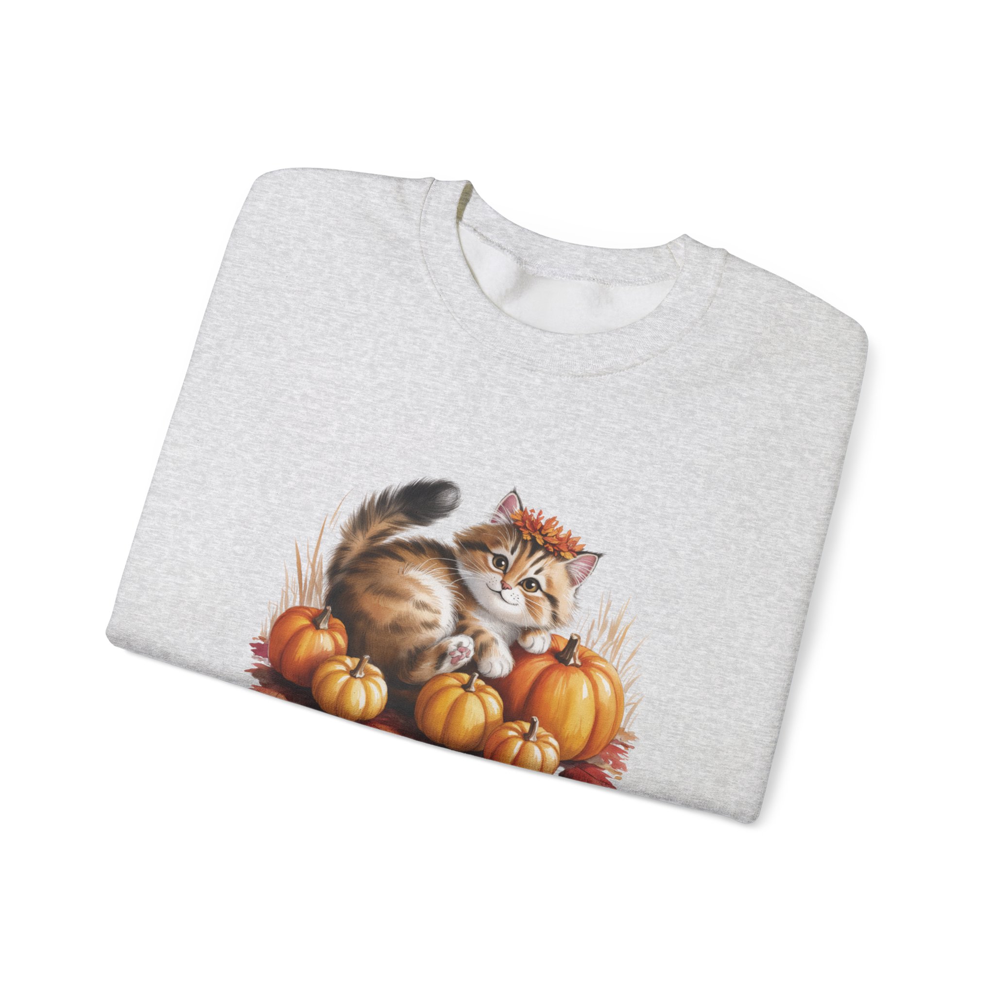 Thankful Kitty Fall Sweatshirt — Cozy up and be Thankful - Image 7