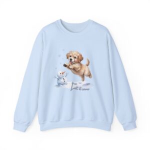 Winter Snowman Puppy Dog Let It Snow Cozy Sweatshirt