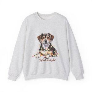 Workplace Motivational Soft Hearts Shine Bright Crewneck Sweatshirt - Dog Holiday Lights, Quiet Coworker, Christmas Gift, Heavy Blend,